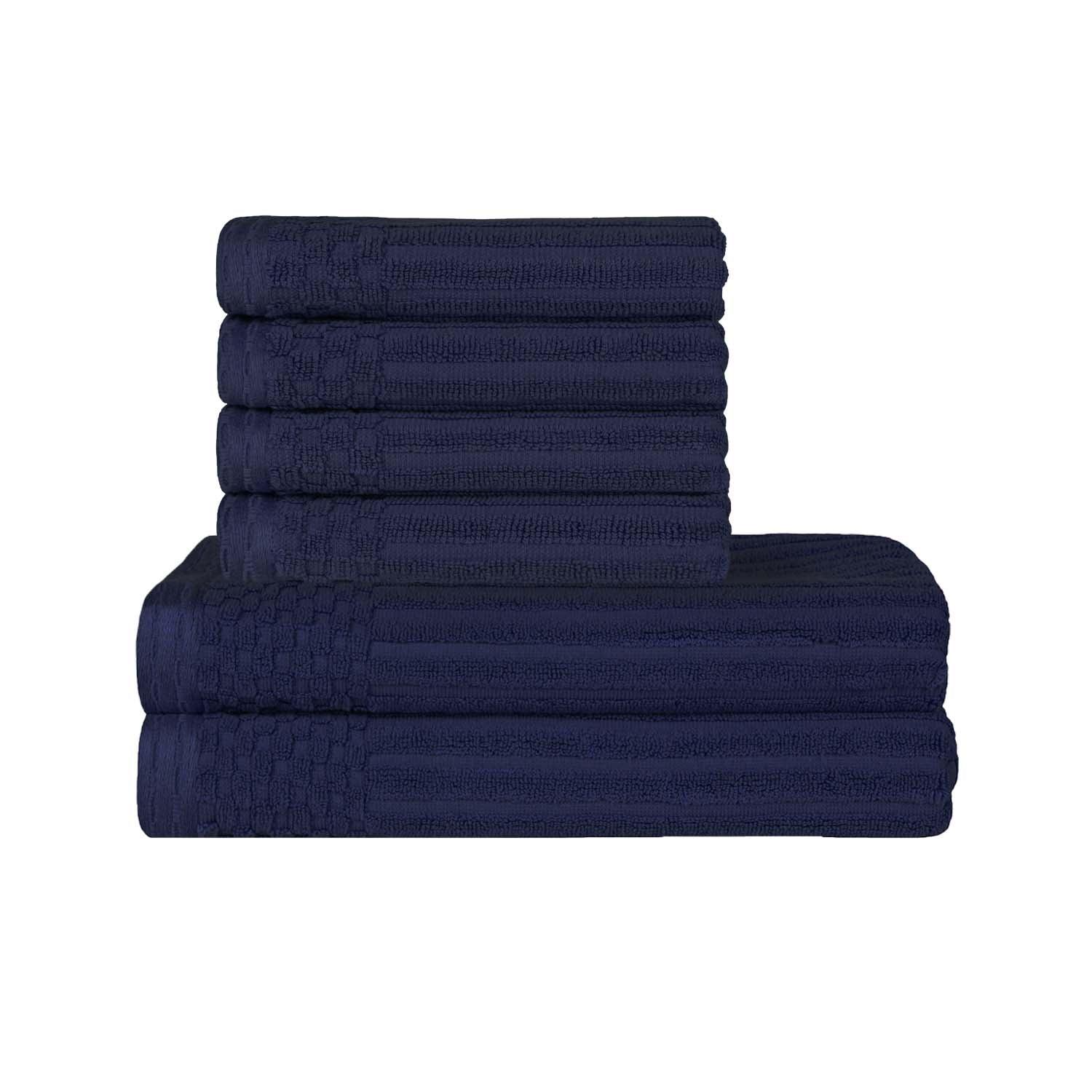 Soho Cotton Ribbed Textured Absorbent Hand and Bath Towel Set