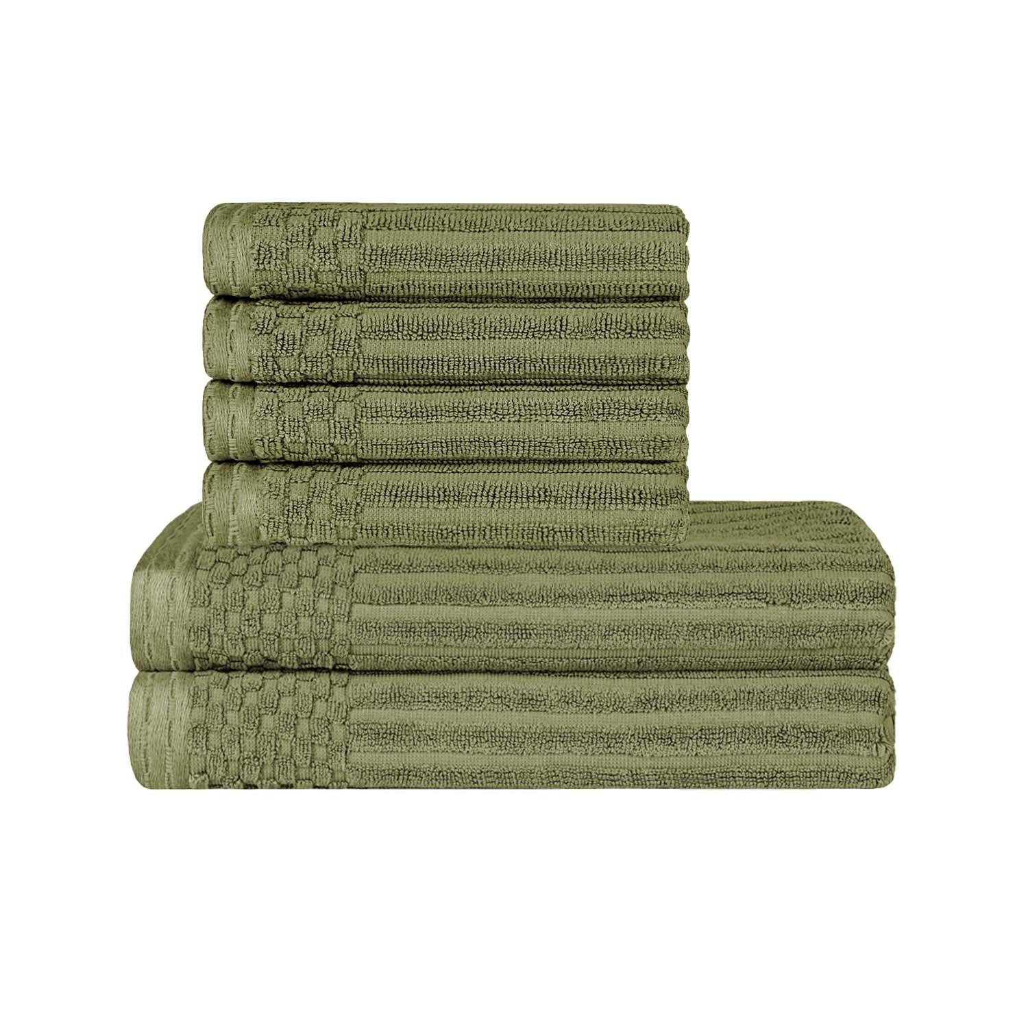 Soho Cotton Ribbed Textured Absorbent Hand and Bath Towel Set