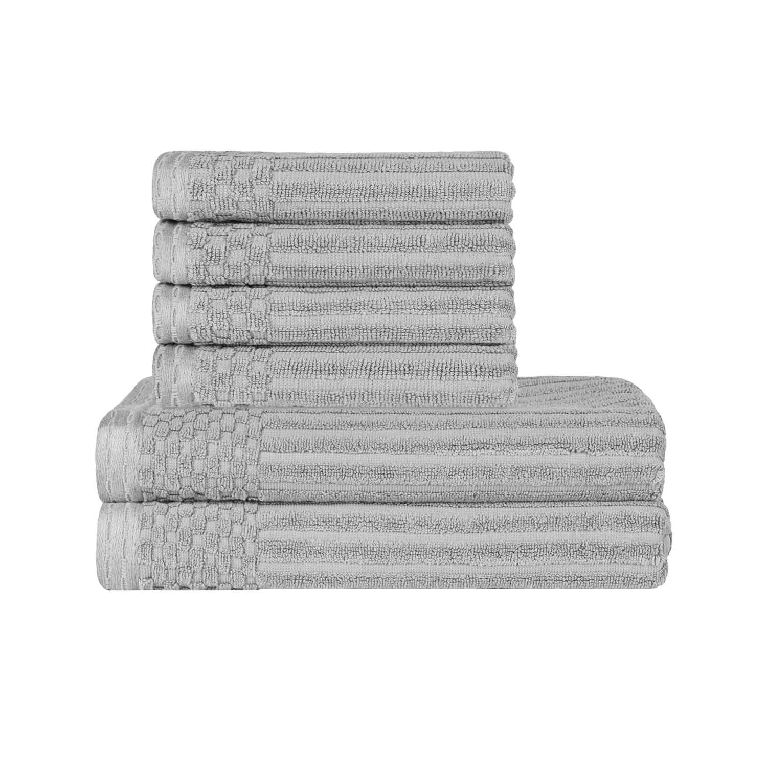 Soho Cotton Ribbed Textured Absorbent Hand and Bath Towel Set