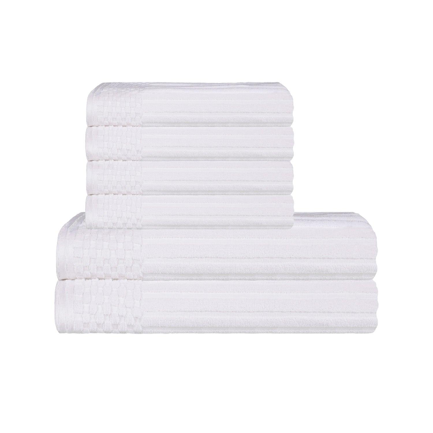 Soho Cotton Ribbed Textured Absorbent Hand and Bath Towel Set