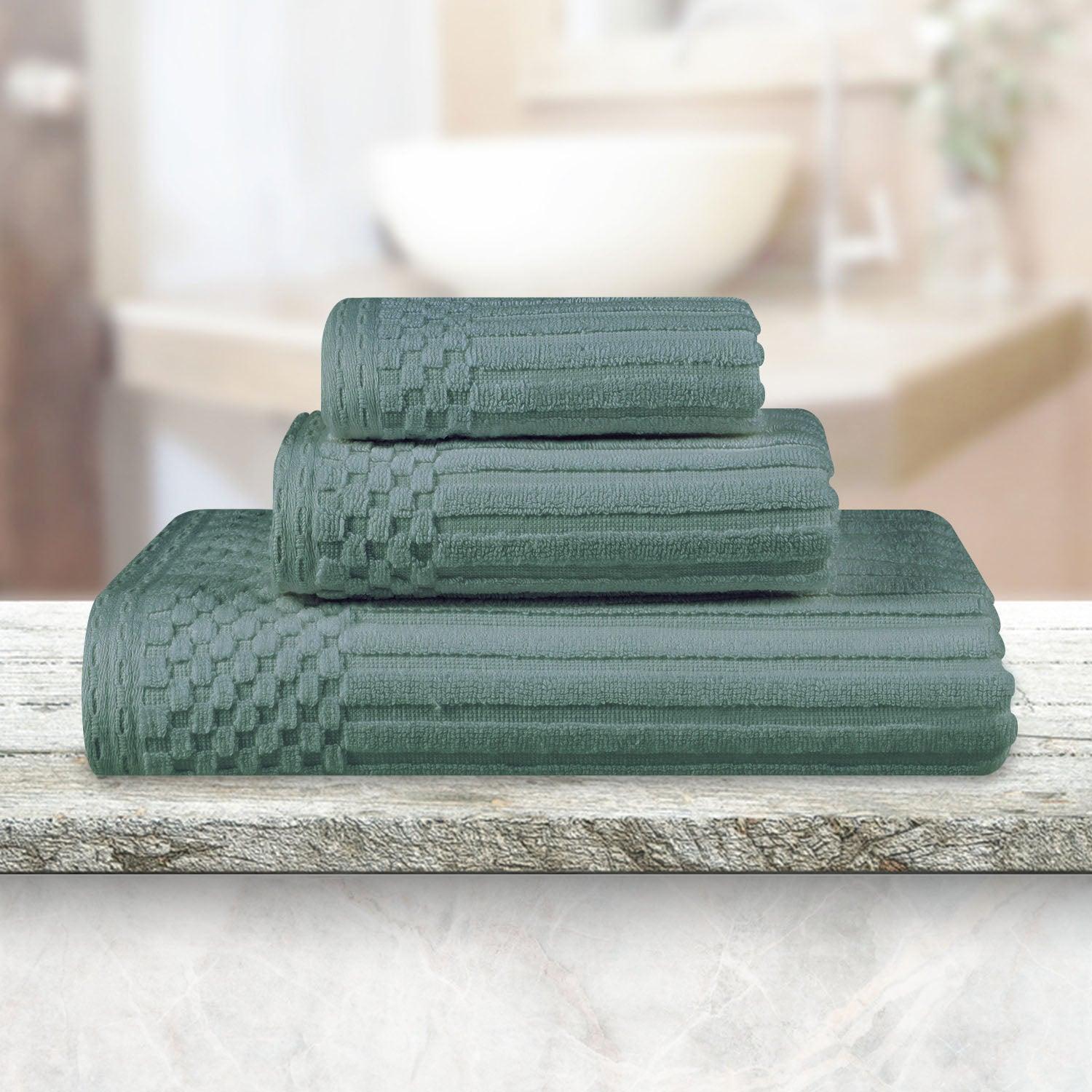 Soho Ribbed Cotton Absorbent 3 Piece Assorted Towel Set