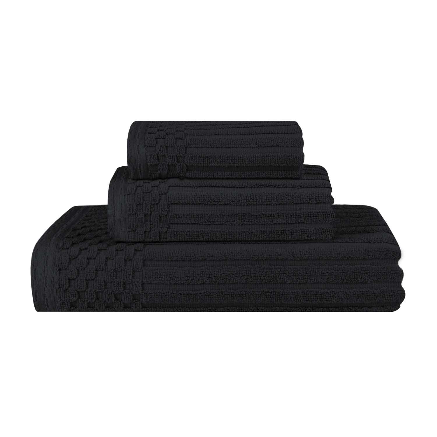 Soho Ribbed Cotton Absorbent 3 Piece Assorted Towel Set