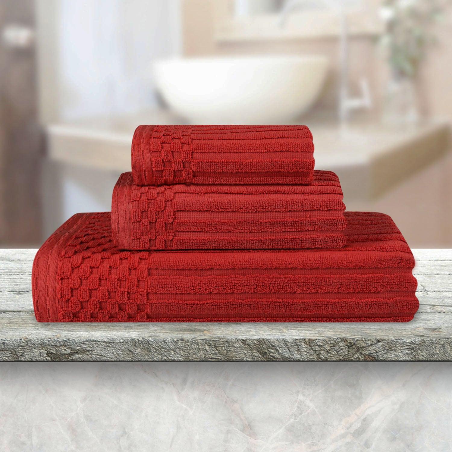 Soho Ribbed Cotton Absorbent 3 Piece Assorted Towel Set