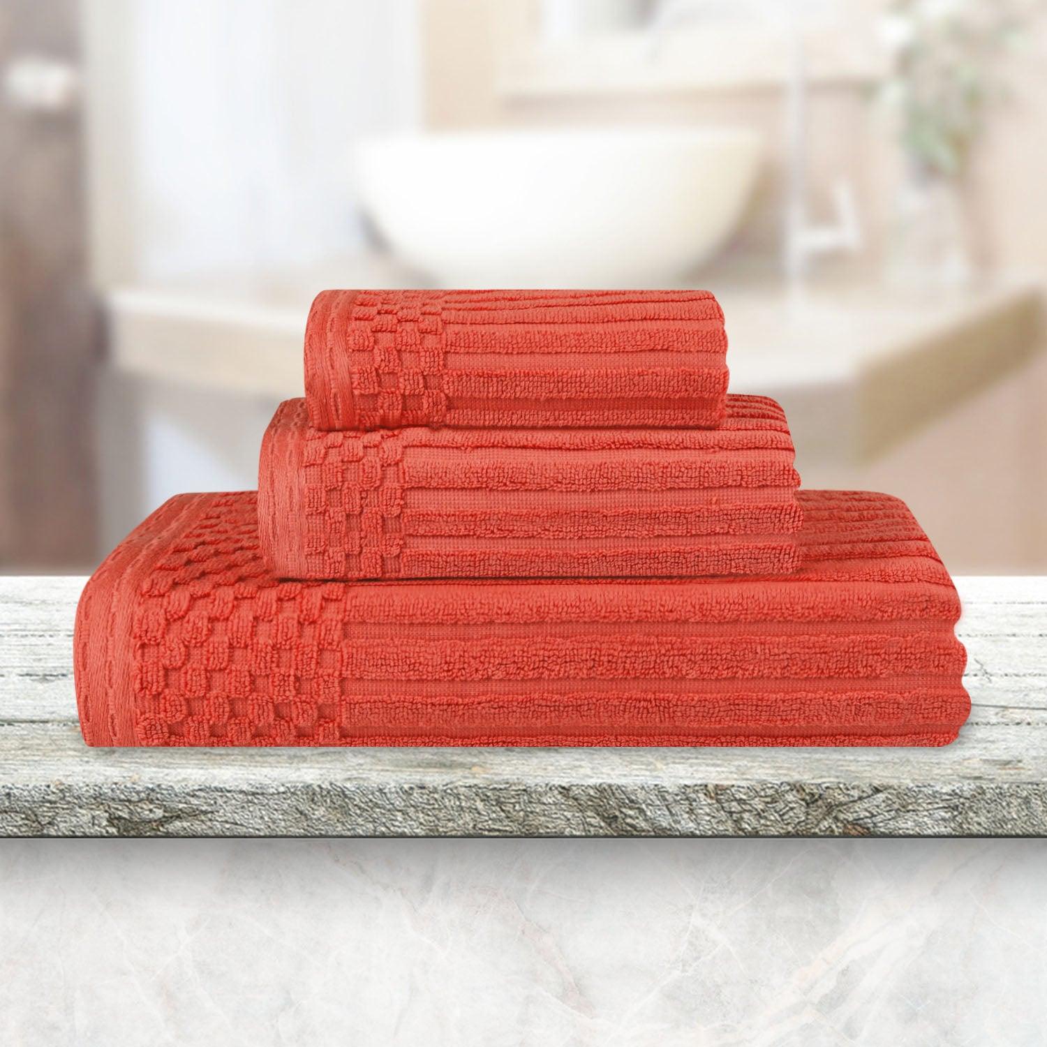 Soho Ribbed Cotton Absorbent 3 Piece Assorted Towel Set
