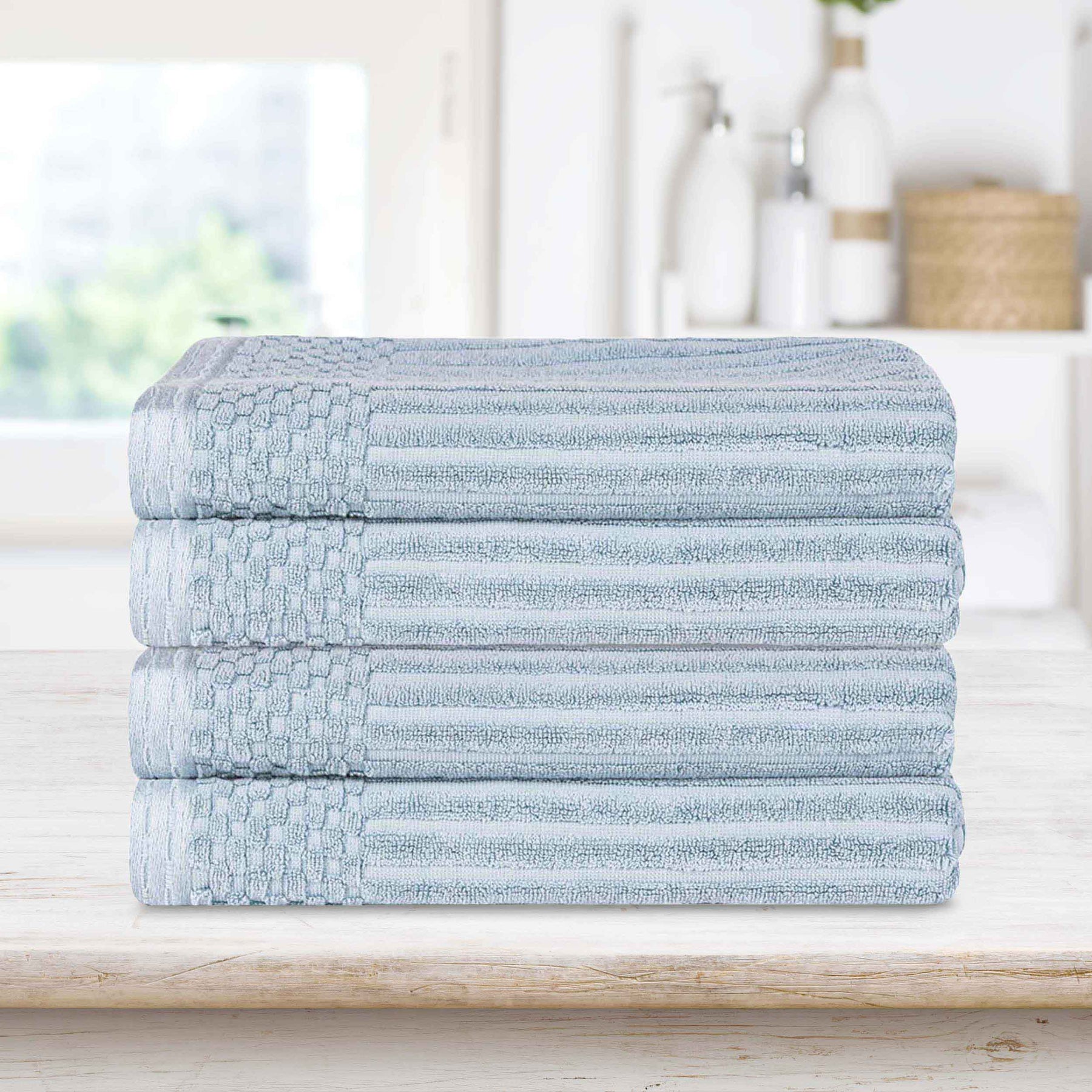 Soho Ribbed Cotton Absorbent Bath Towel Set of 4