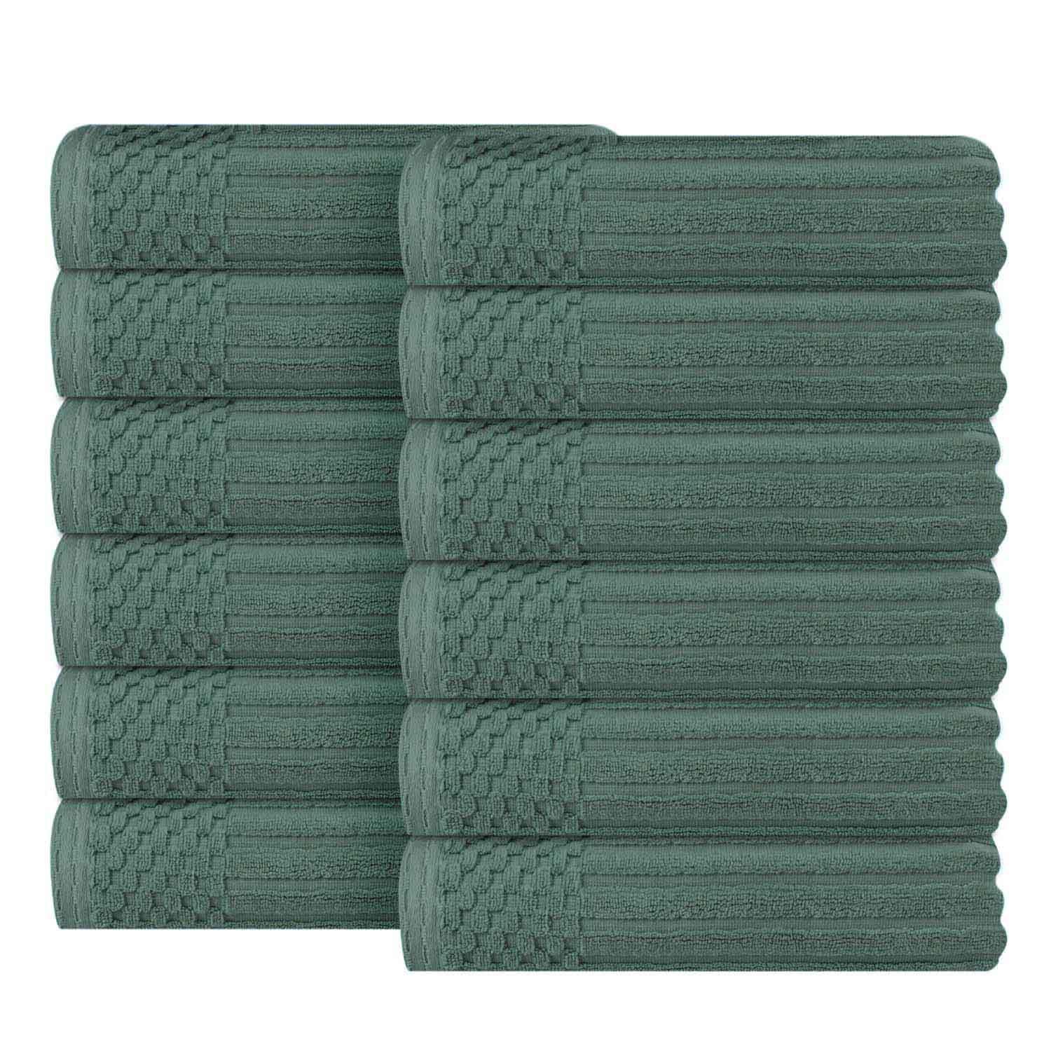 Soho Ribbed Cotton Absorbent Face Towel / Washcloth Set of 12