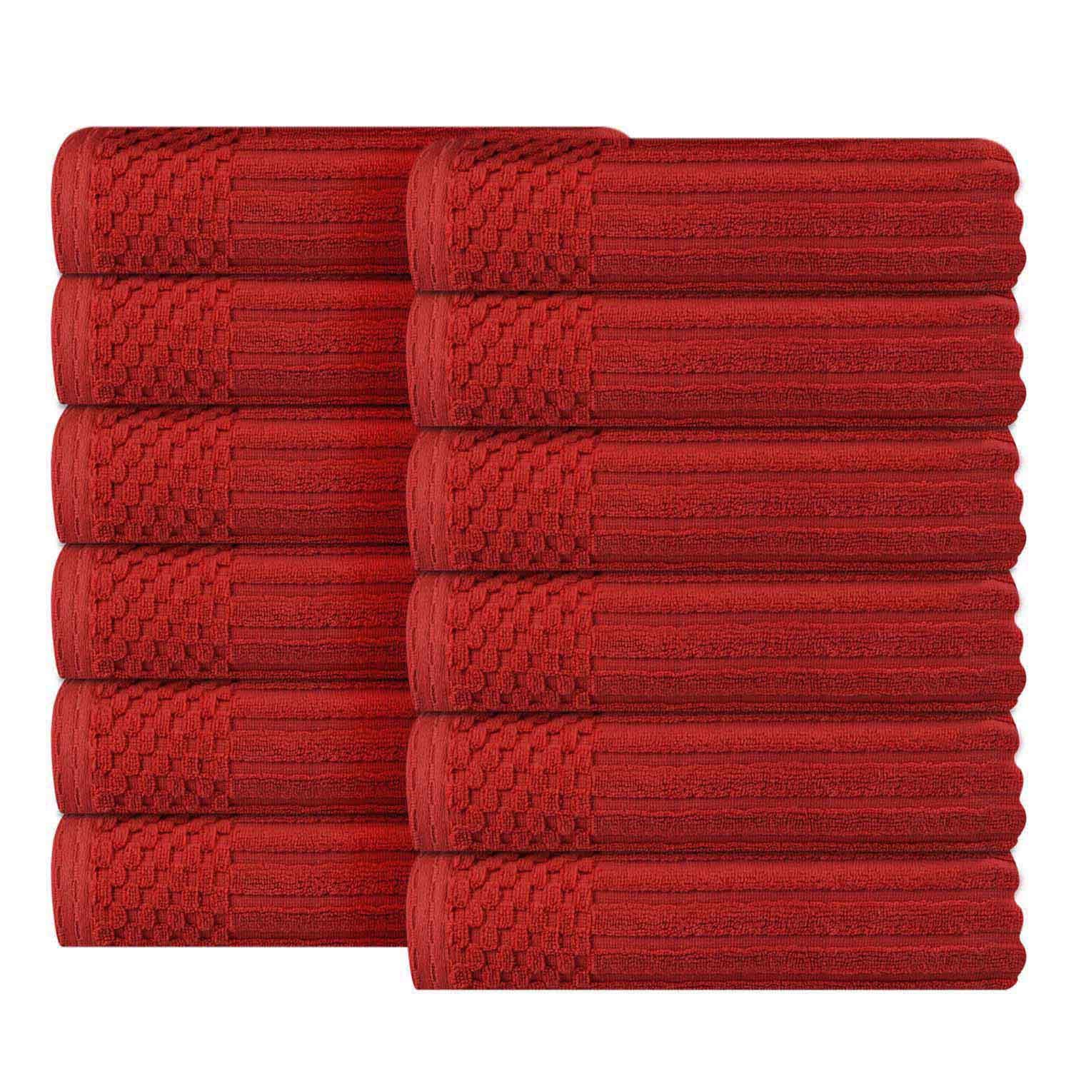 Soho Ribbed Cotton Absorbent Face Towel / Washcloth Set of 12