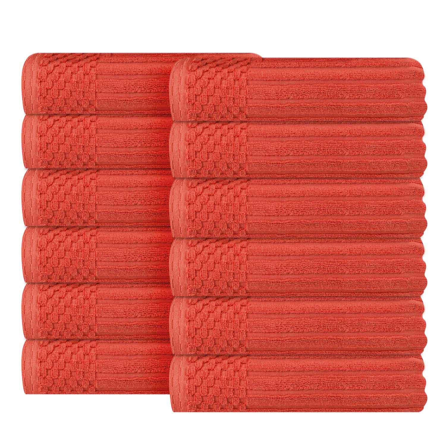 Soho Ribbed Cotton Absorbent Face Towel / Washcloth Set of 12