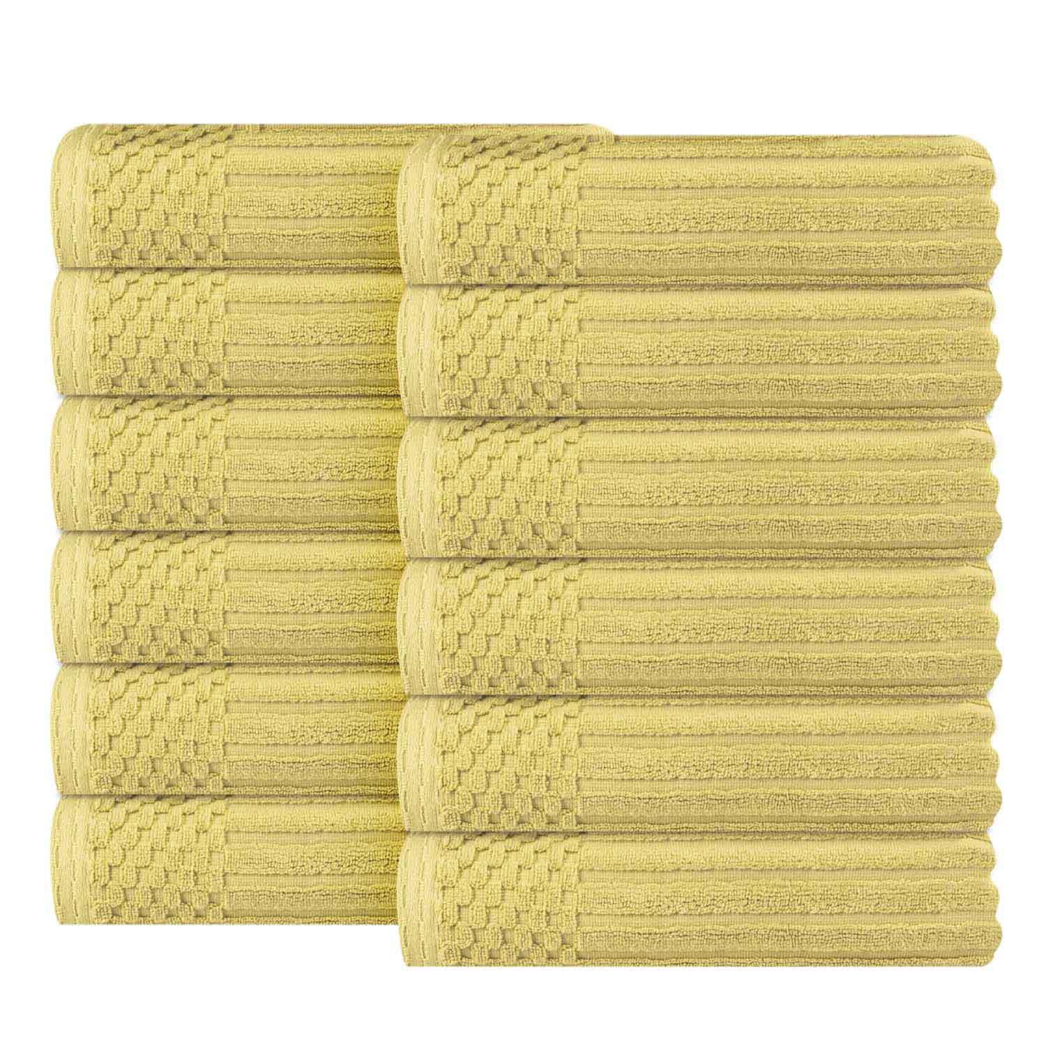 Soho Ribbed Cotton Absorbent Face Towel / Washcloth Set of 12