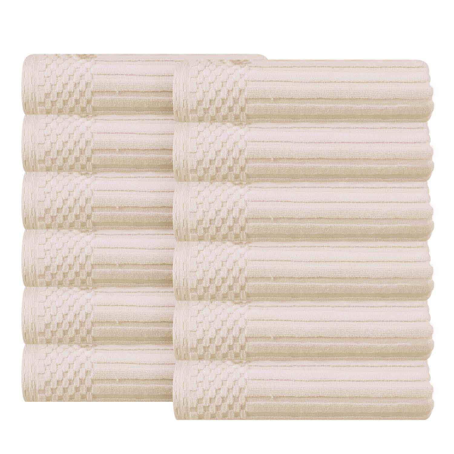 Soho Ribbed Cotton Absorbent Face Towel / Washcloth Set of 12