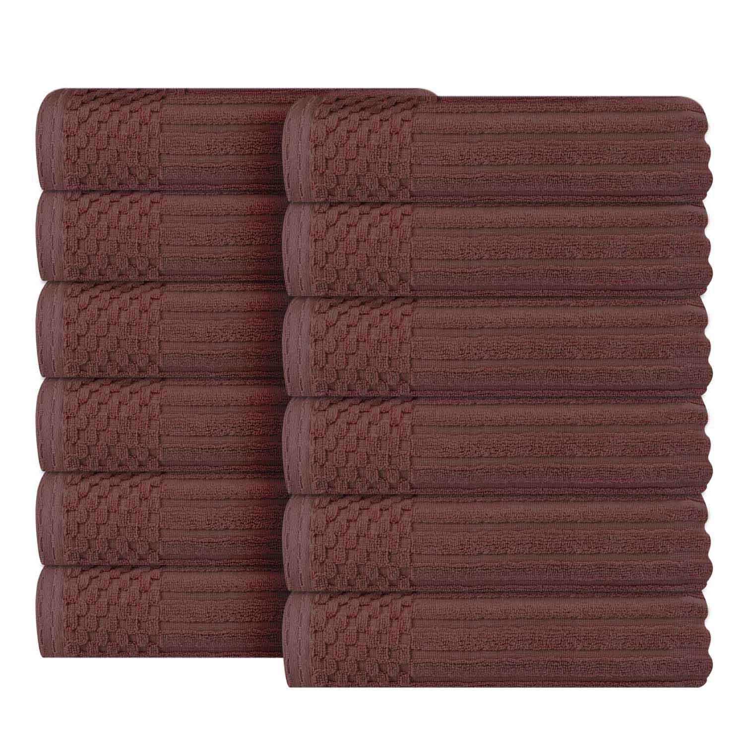 Soho Ribbed Cotton Absorbent Face Towel / Washcloth Set of 12