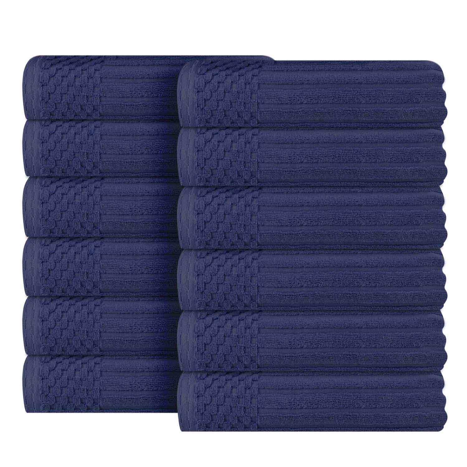 Soho Ribbed Cotton Absorbent Face Towel / Washcloth Set of 12