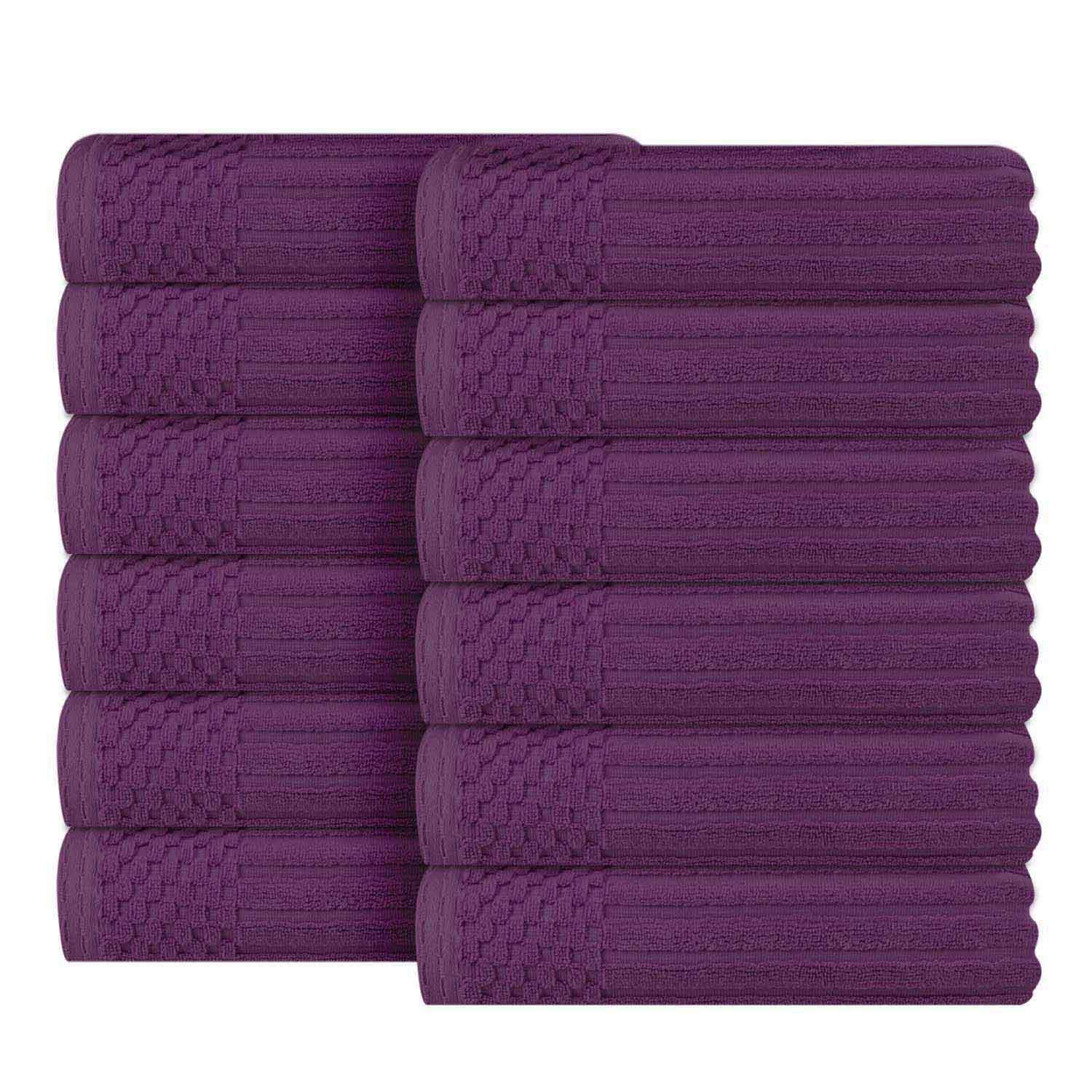 Soho Ribbed Cotton Absorbent Face Towel / Washcloth Set of 12