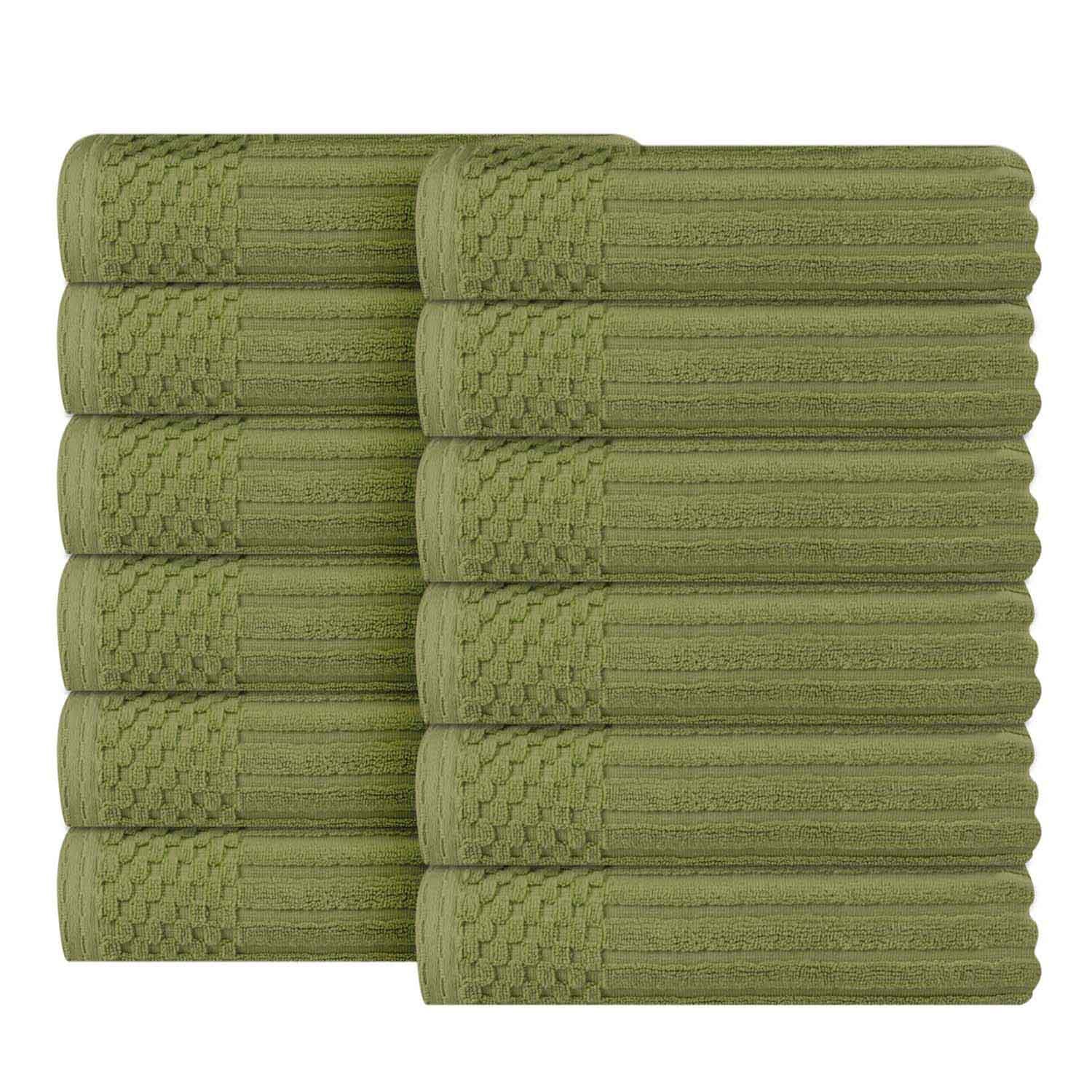 Soho Ribbed Cotton Absorbent Face Towel / Washcloth Set of 12