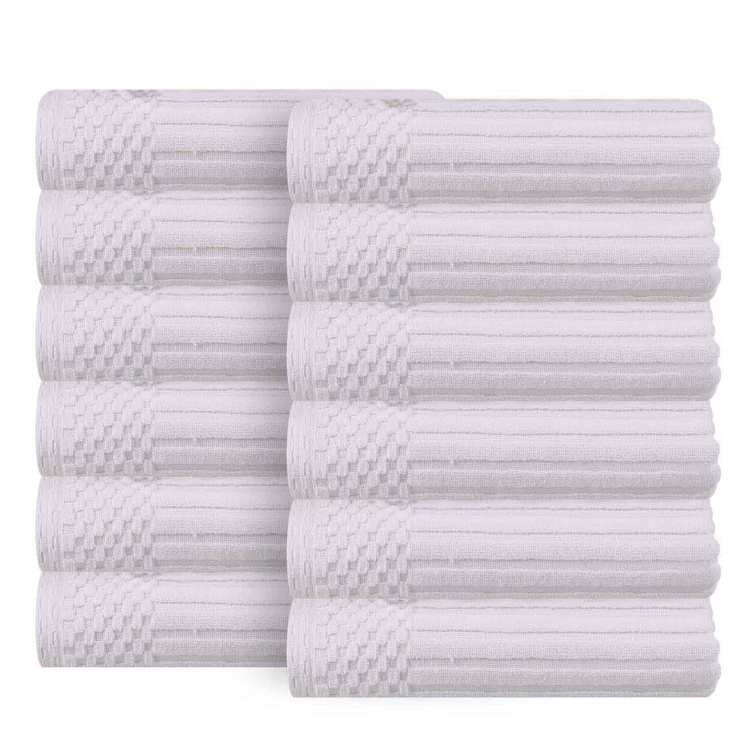 Soho Ribbed Cotton Absorbent Face Towel / Washcloth Set of 12