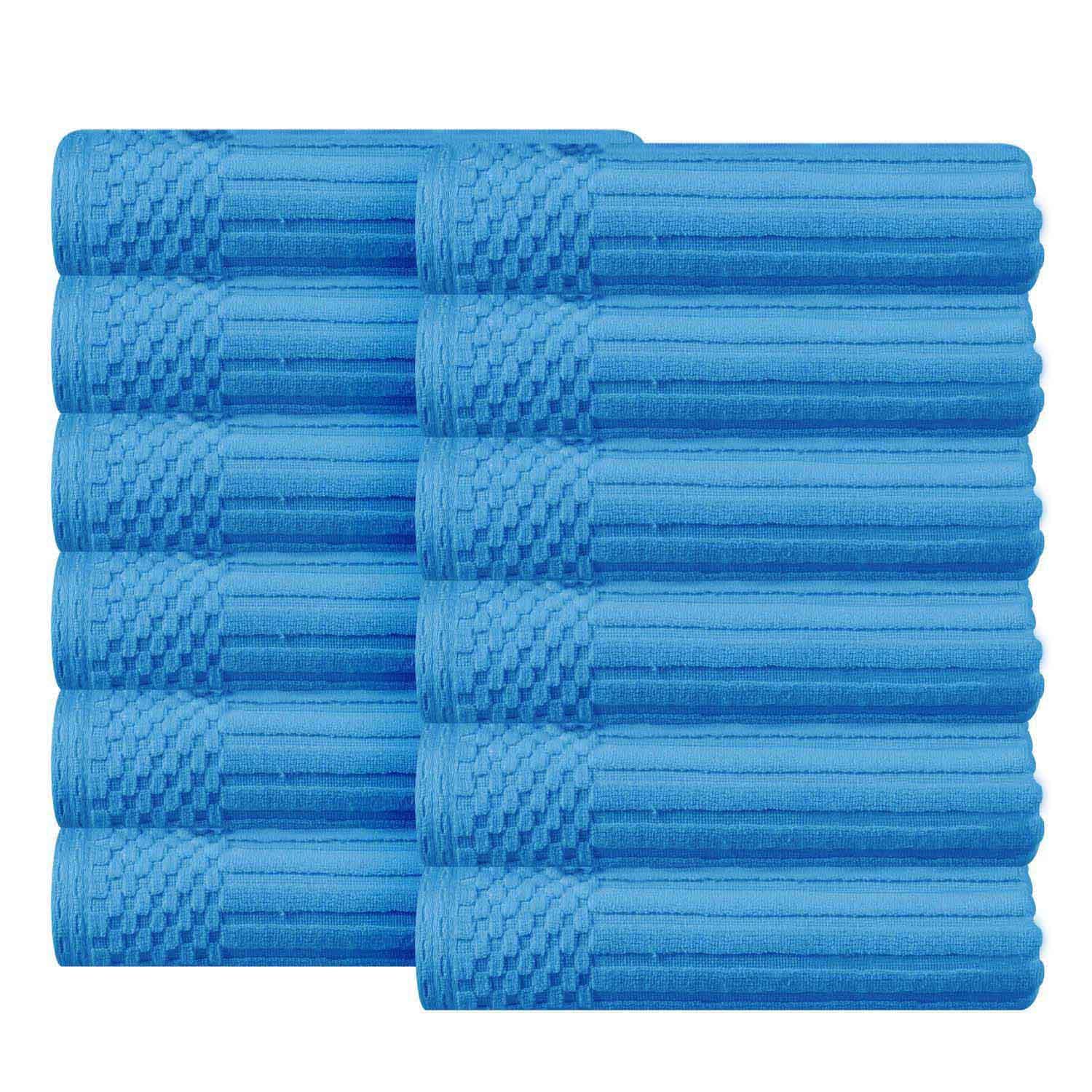 Soho Ribbed Cotton Absorbent Face Towel / Washcloth Set of 12