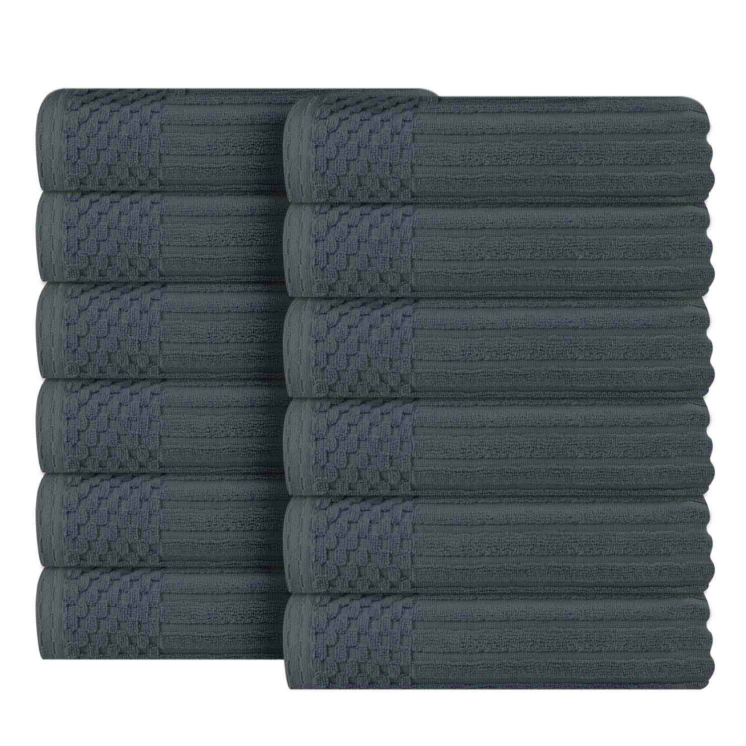 Soho Ribbed Cotton Absorbent Face Towel / Washcloth Set of 12