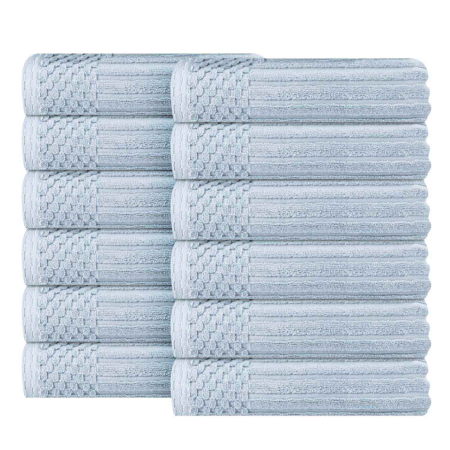 Soho Ribbed Cotton Absorbent Face Towel / Washcloth Set of 12