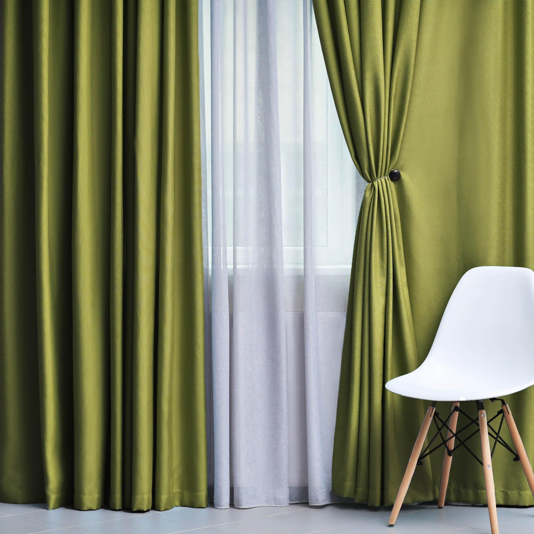 Solid Machine Washable Room Darkening Blackout Curtains, Set of 2