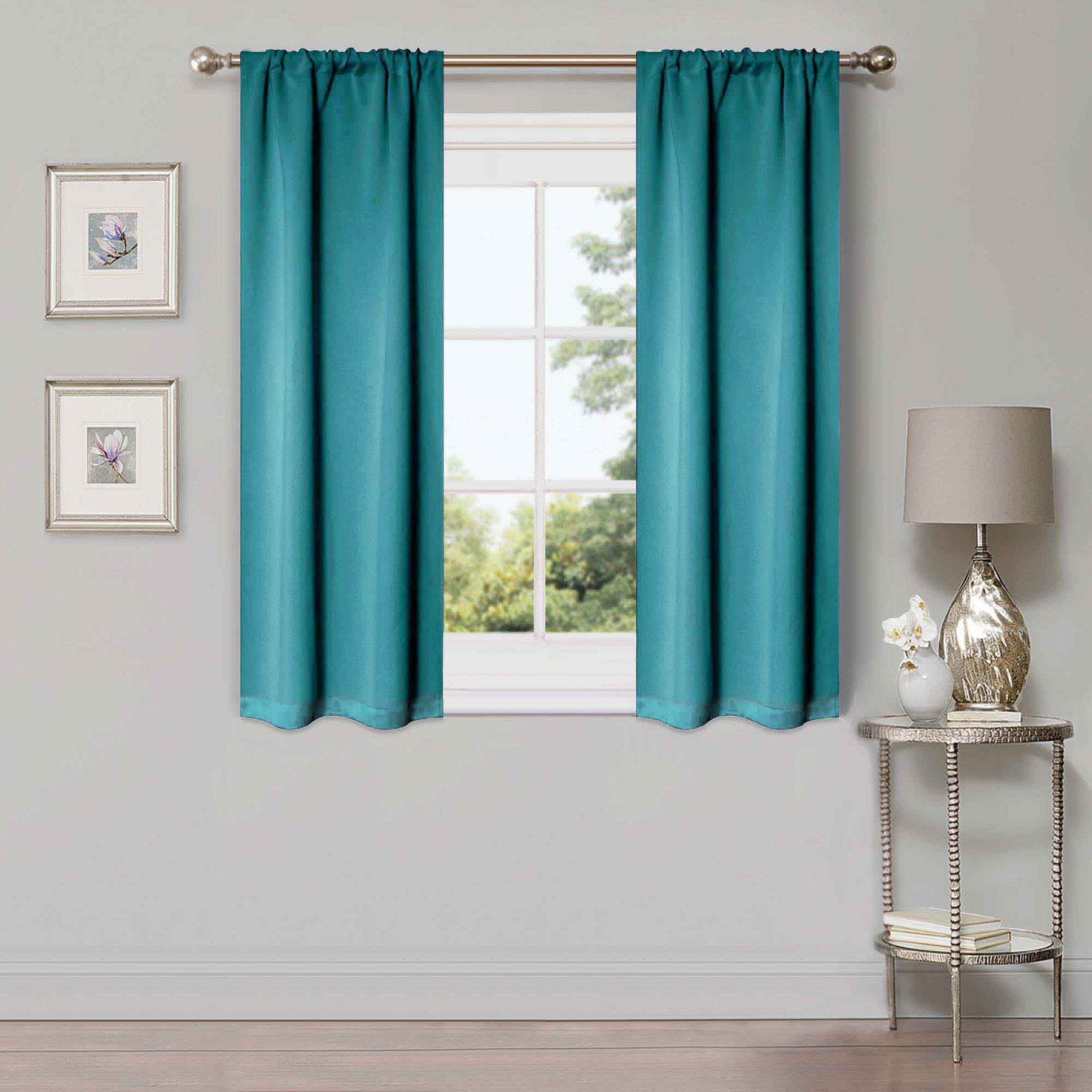 Solid Machine Washable Room Darkening Blackout Curtains, Set of 2