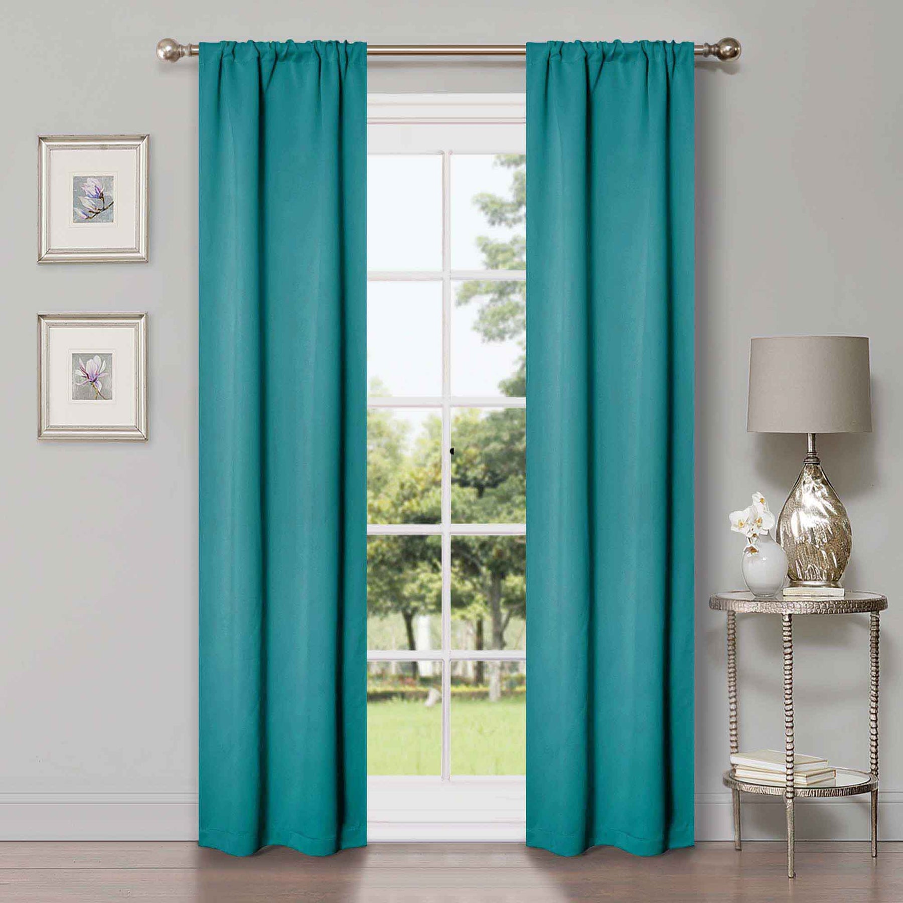Solid Machine Washable Room Darkening Blackout Curtains, Set of 2