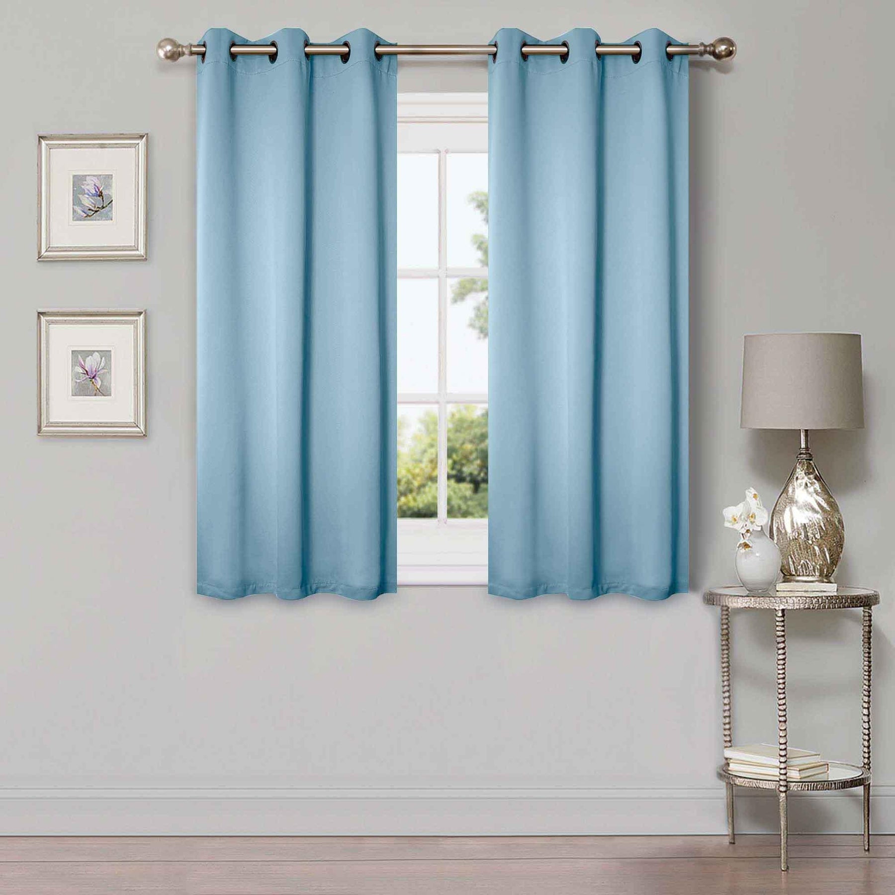 Solid Machine Washable Room Darkening Blackout Curtains, Set of 2