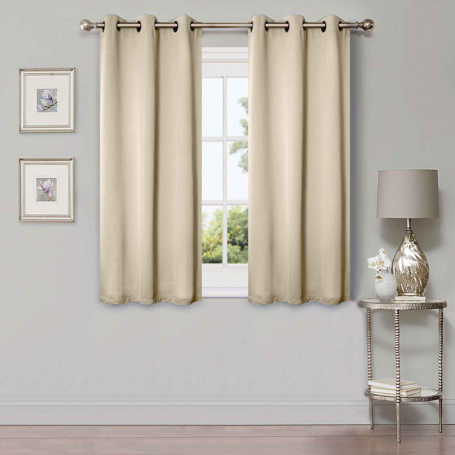 Solid Machine Washable Room Darkening Blackout Curtains, Set of 2