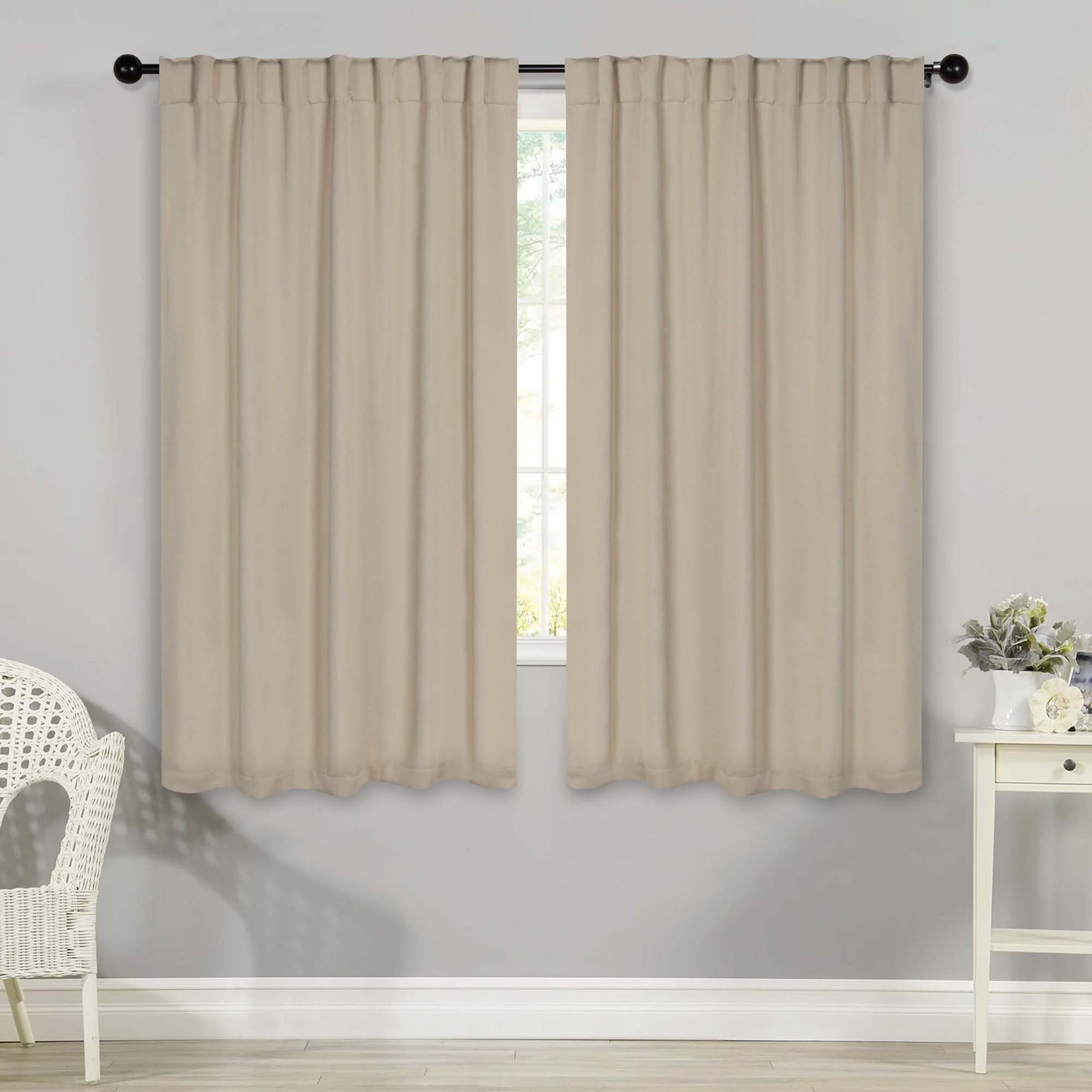 Solid Room Darkening Blackout Curtain Panels, Back Tabs, Set of 2