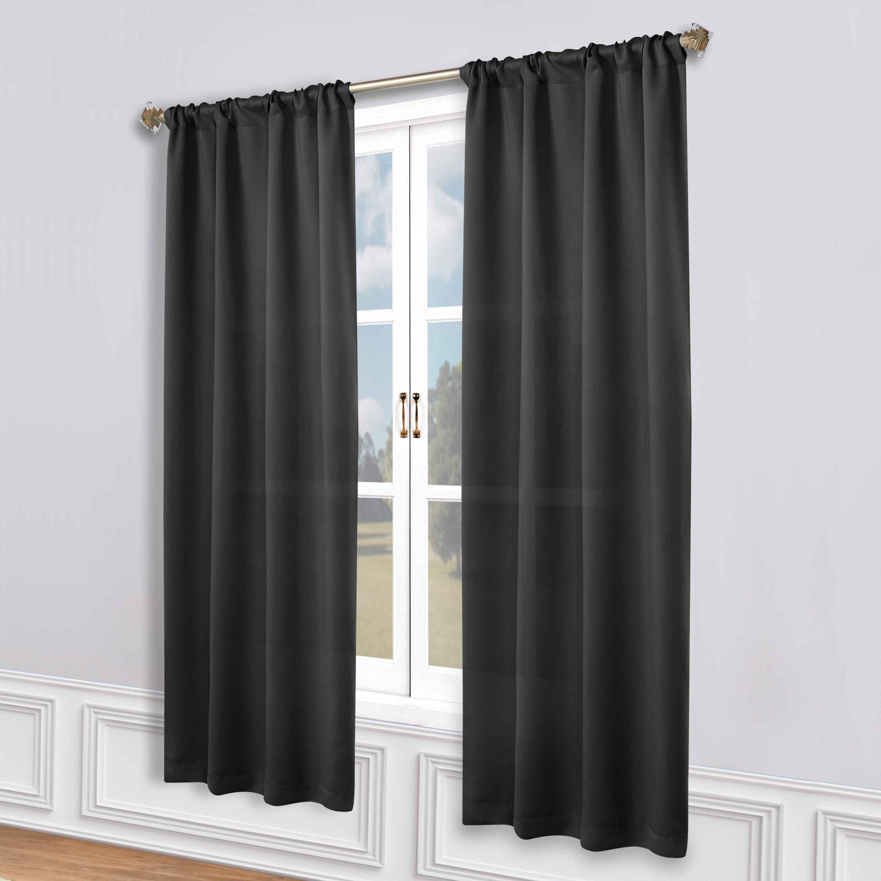 Solid Room Darkening Rod Pocket Blackout Curtain Panels, Set of 2