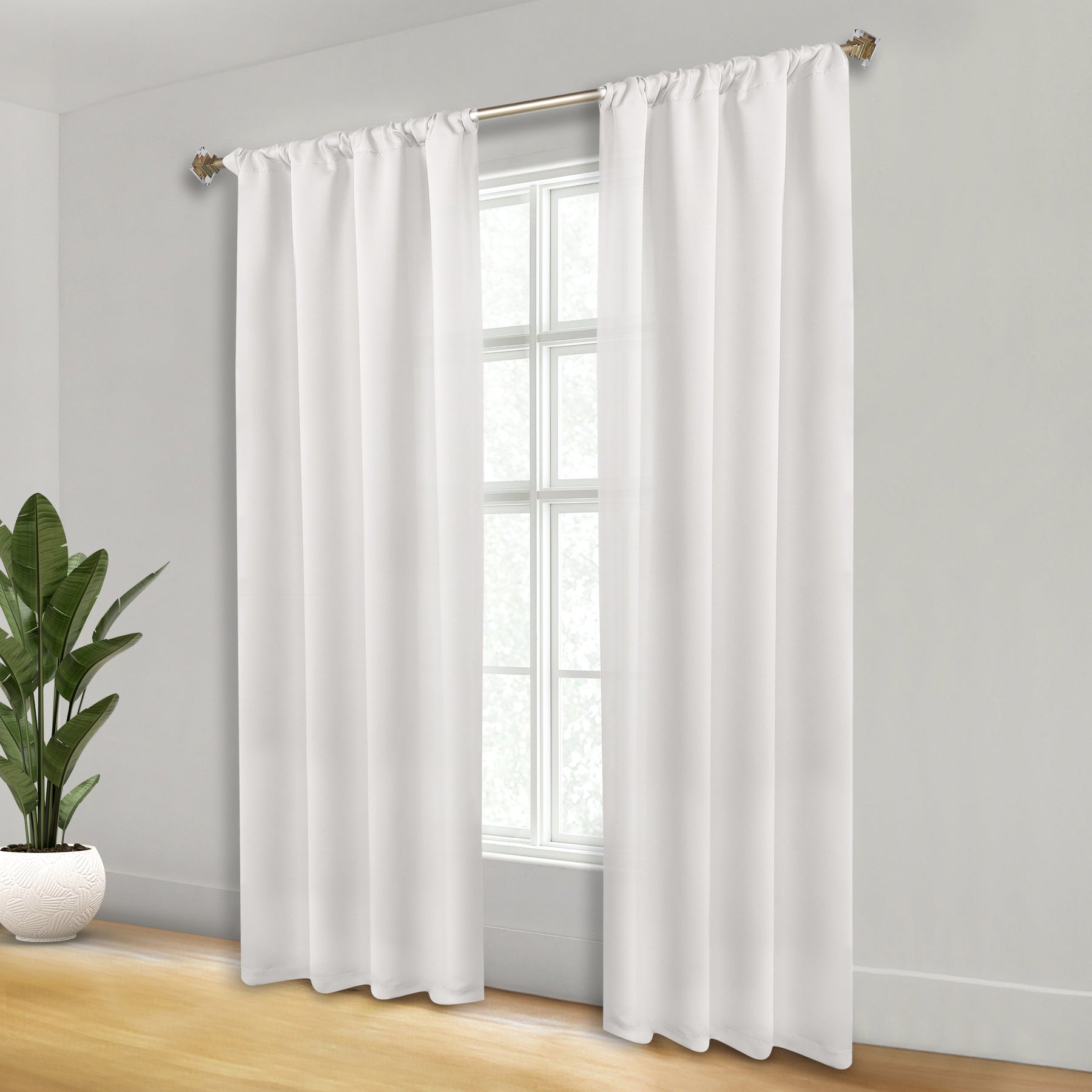 Solid Room Darkening Rod Pocket Blackout Curtain Panels, Set of 2