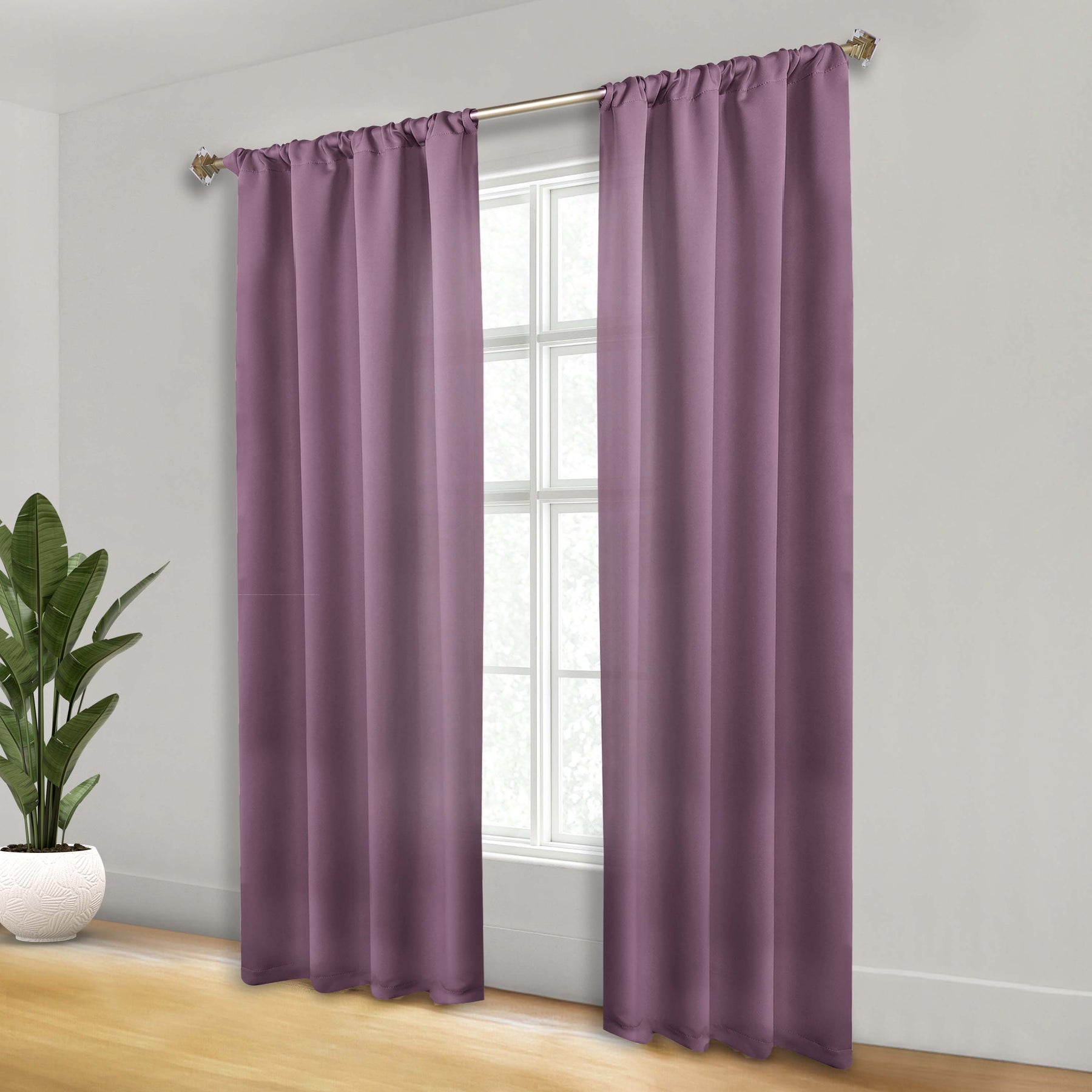 Solid Room Darkening Rod Pocket Blackout Curtain Panels, Set of 2