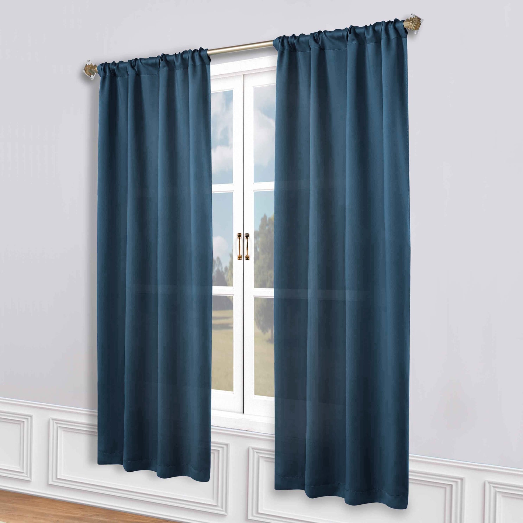 Solid Room Darkening Rod Pocket Blackout Curtain Panels, Set of 2