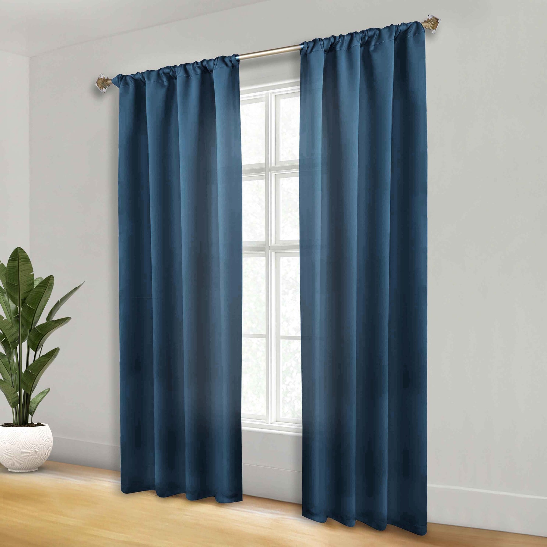 Solid Room Darkening Rod Pocket Blackout Curtain Panels, Set of 2