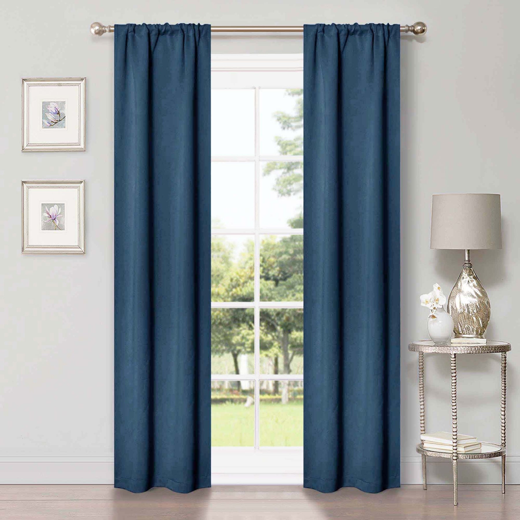 Solid Room Darkening Rod Pocket Blackout Curtain Panels, Set of 2