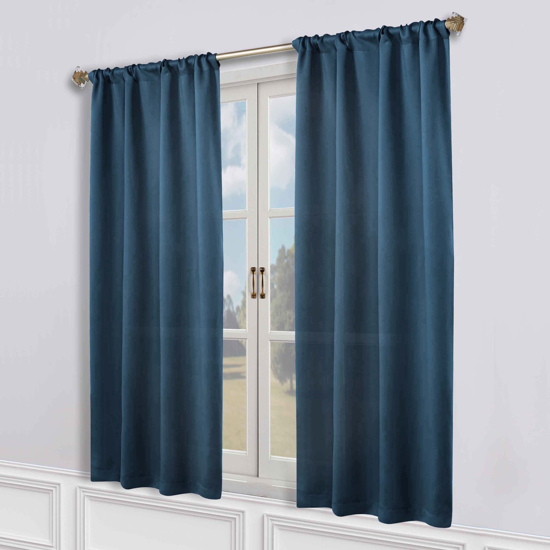 Solid Room Darkening Rod Pocket Blackout Curtain Panels, Set of 2
