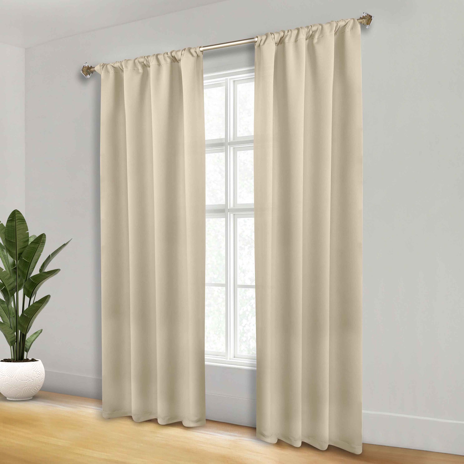 Solid Room Darkening Rod Pocket Blackout Curtain Panels, Set of 2