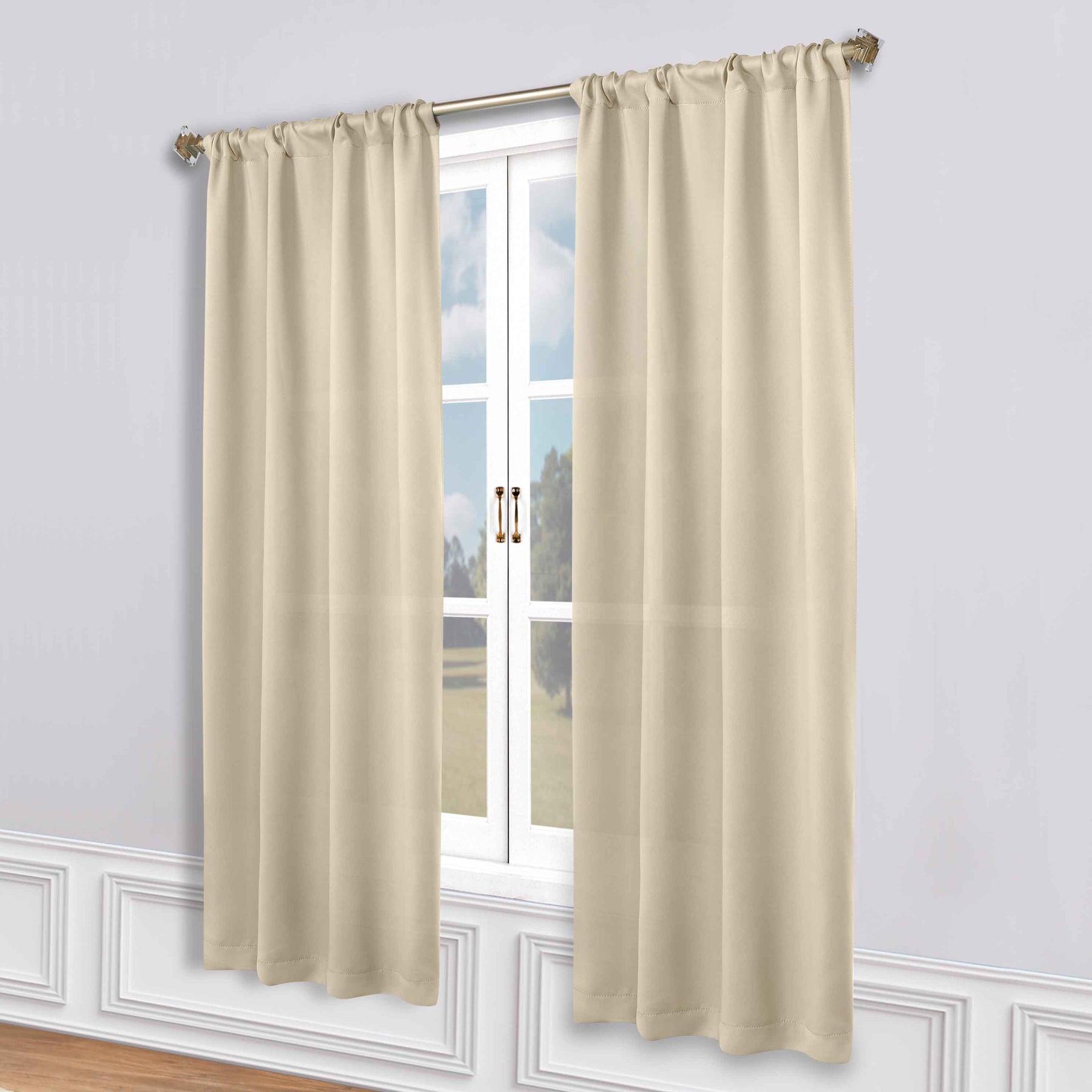Solid Room Darkening Rod Pocket Blackout Curtain Panels, Set of 2