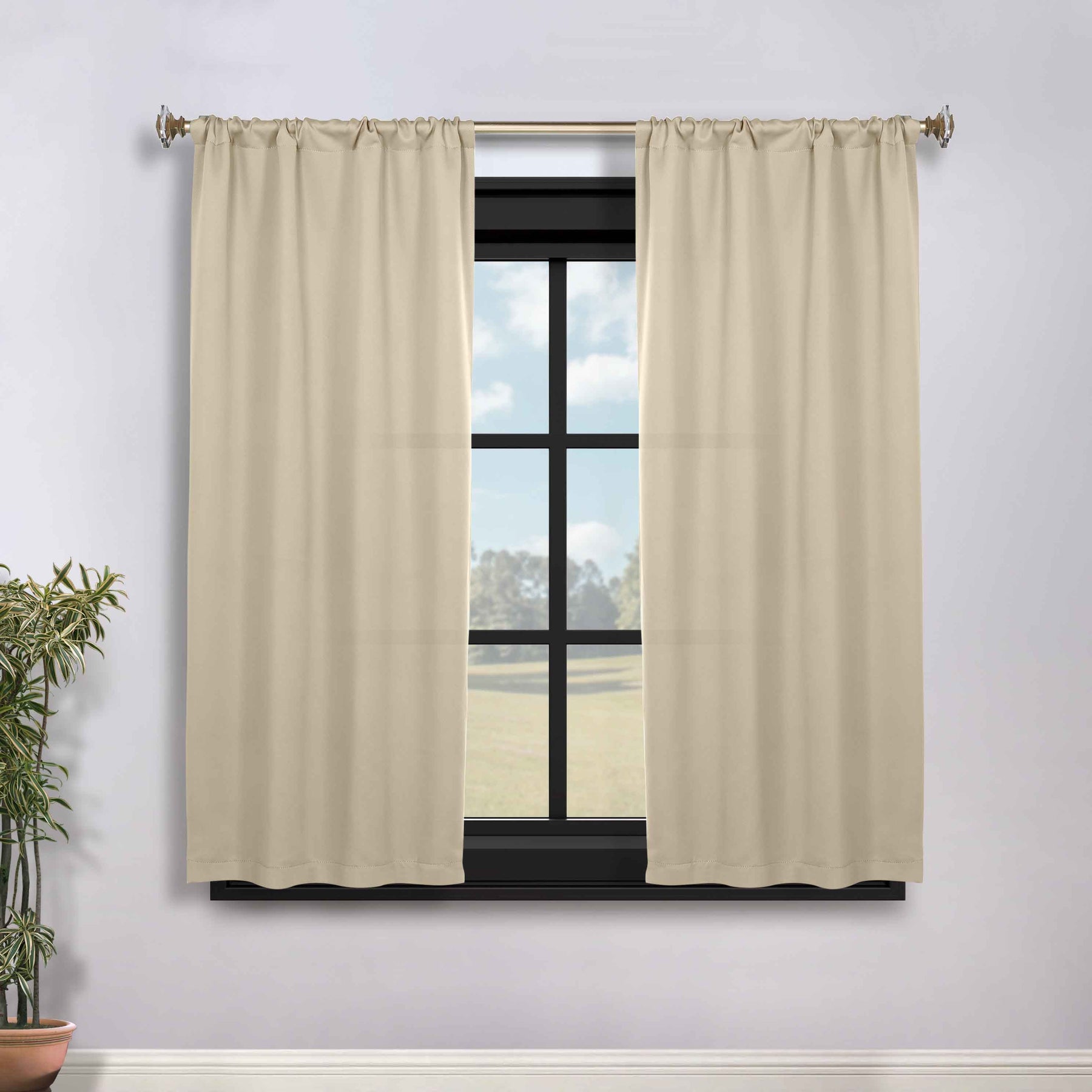 Solid Room Darkening Rod Pocket Blackout Curtain Panels, Set of 2