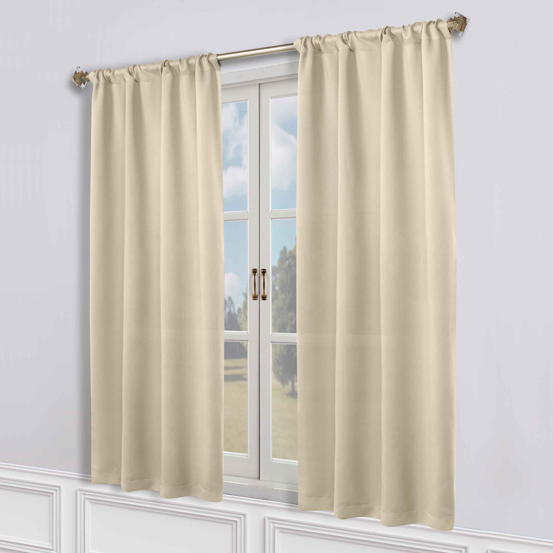 Solid Room Darkening Rod Pocket Blackout Curtain Panels, Set of 2