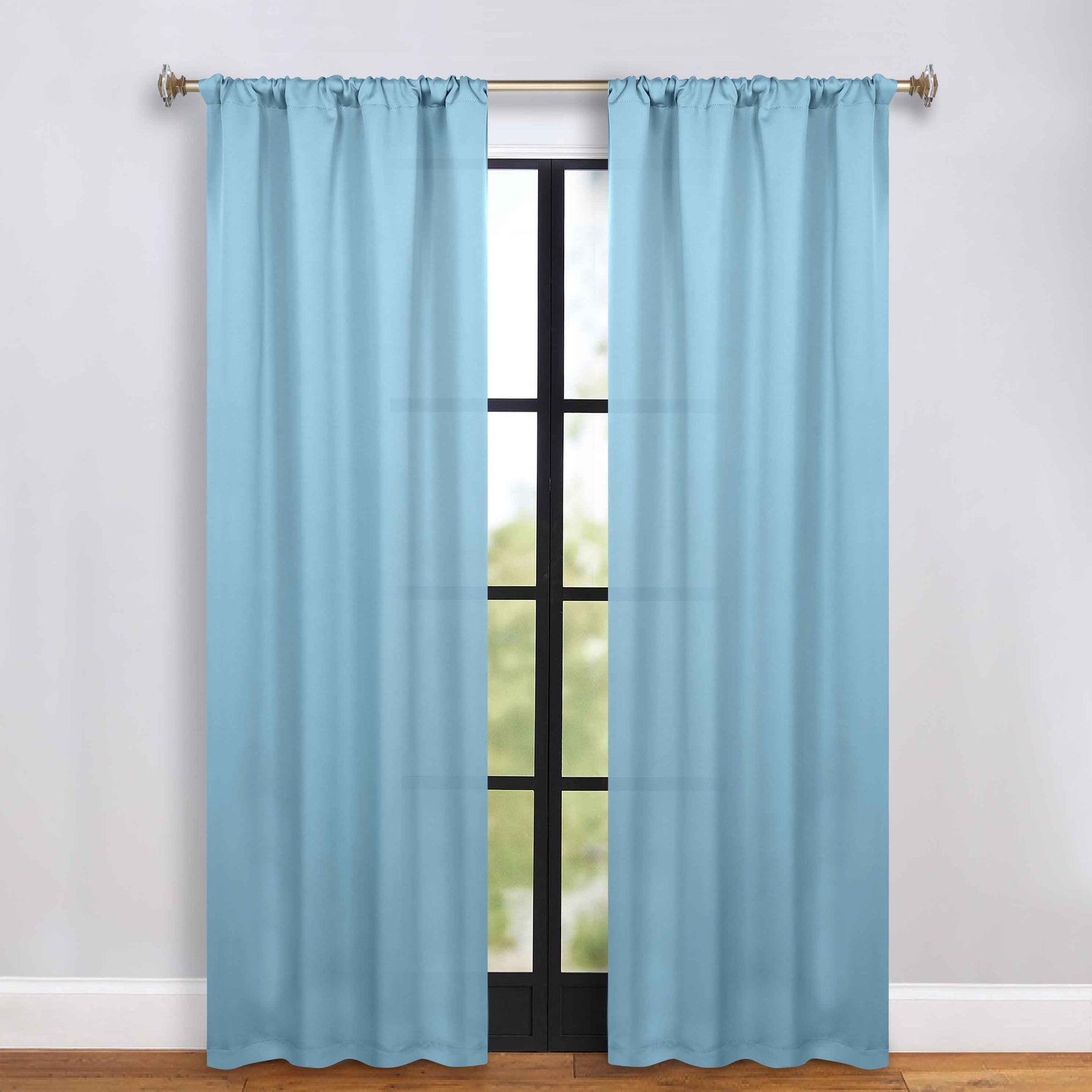 Solid Room Darkening Rod Pocket Blackout Curtain Panels, Set of 2
