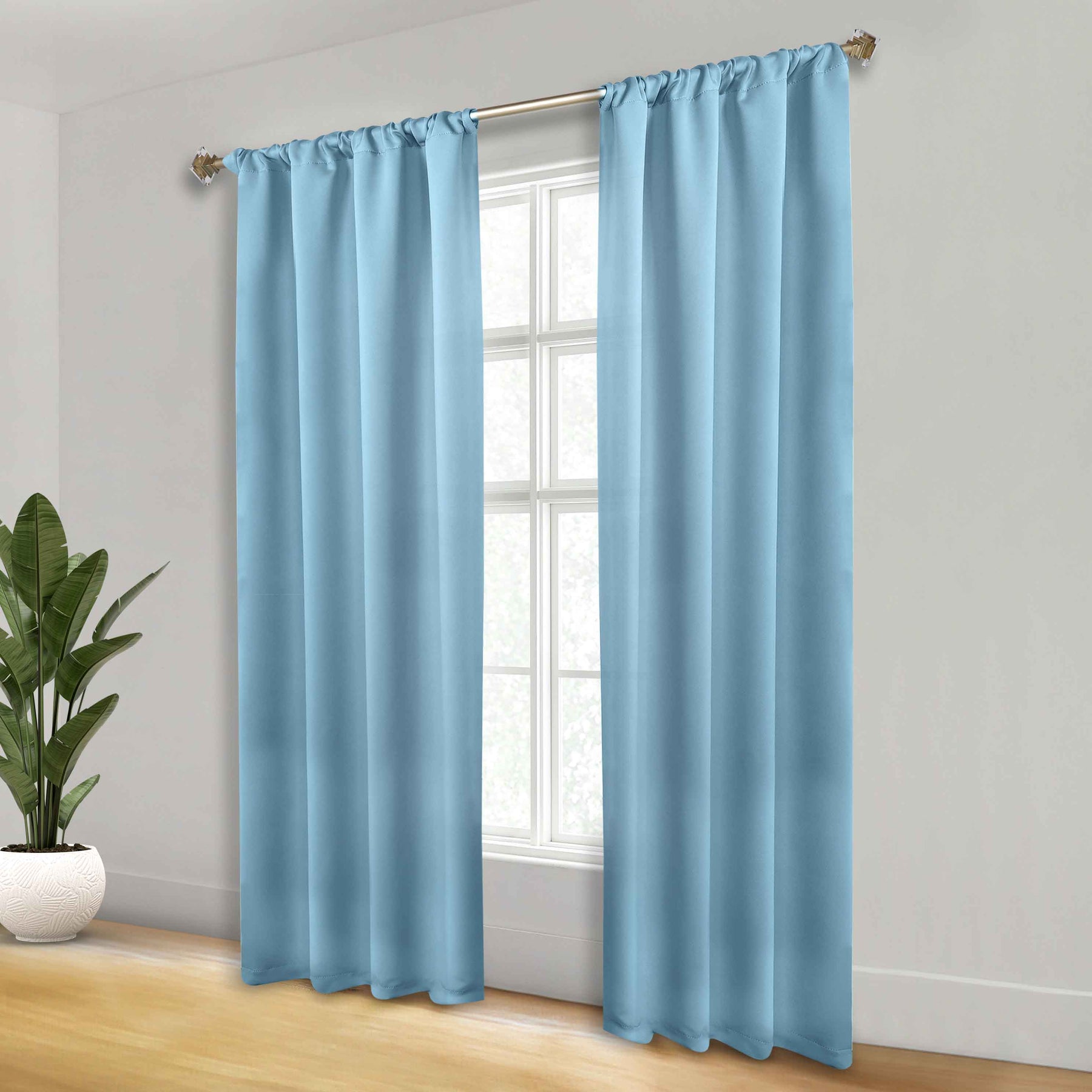 Solid Room Darkening Rod Pocket Blackout Curtain Panels, Set of 2