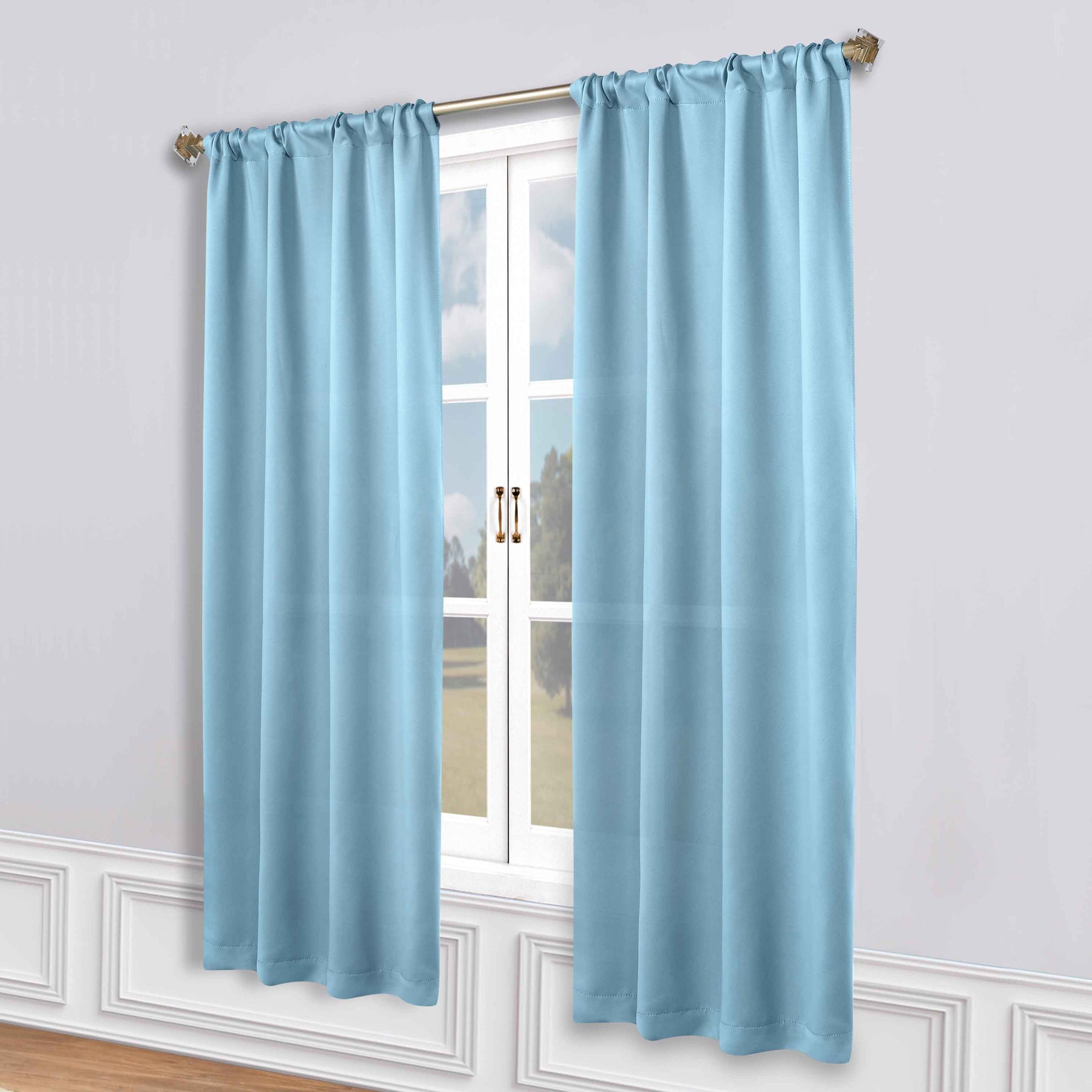 Solid Room Darkening Rod Pocket Blackout Curtain Panels, Set of 2