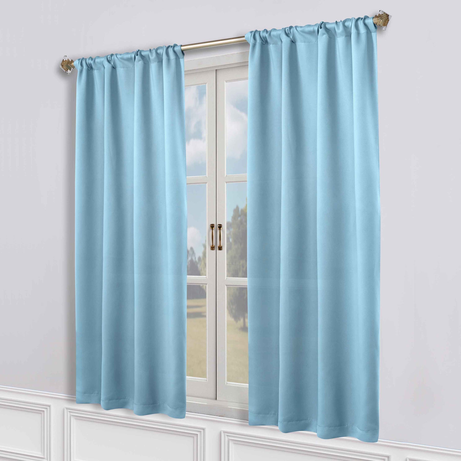 Solid Room Darkening Rod Pocket Blackout Curtain Panels, Set of 2