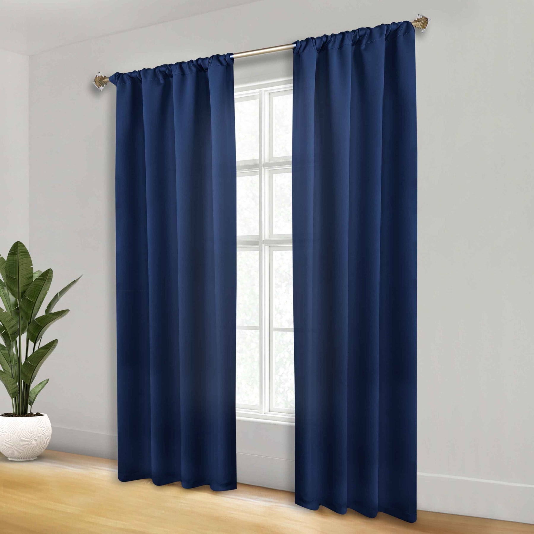 Solid Room Darkening Rod Pocket Blackout Curtain Panels, Set of 2