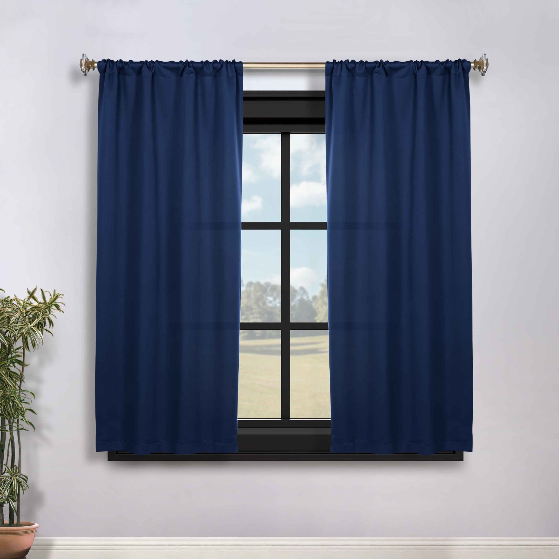 Solid Room Darkening Rod Pocket Blackout Curtain Panels, Set of 2