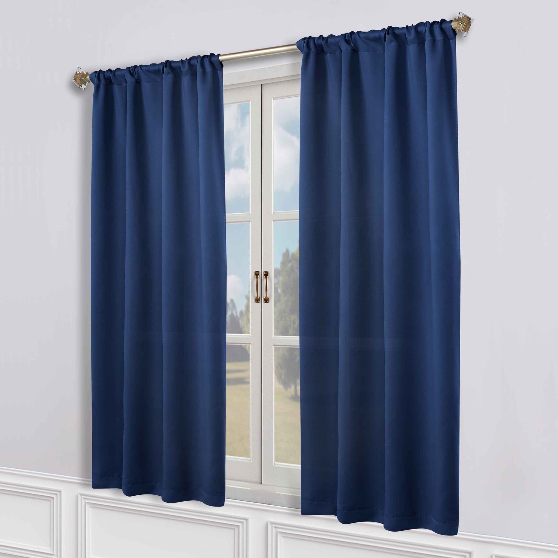 Solid Room Darkening Rod Pocket Blackout Curtain Panels, Set of 2