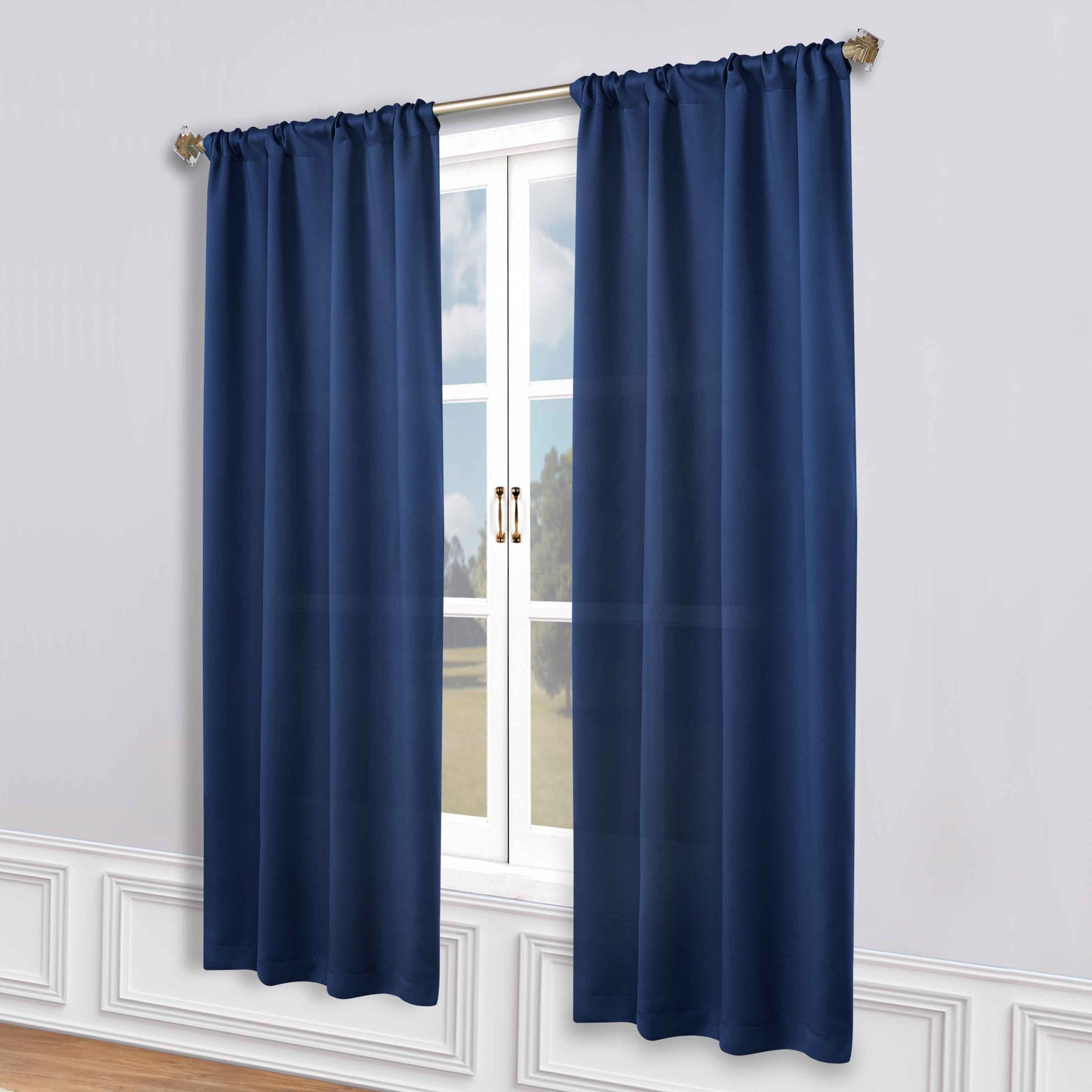 Solid Room Darkening Rod Pocket Blackout Curtain Panels, Set of 2