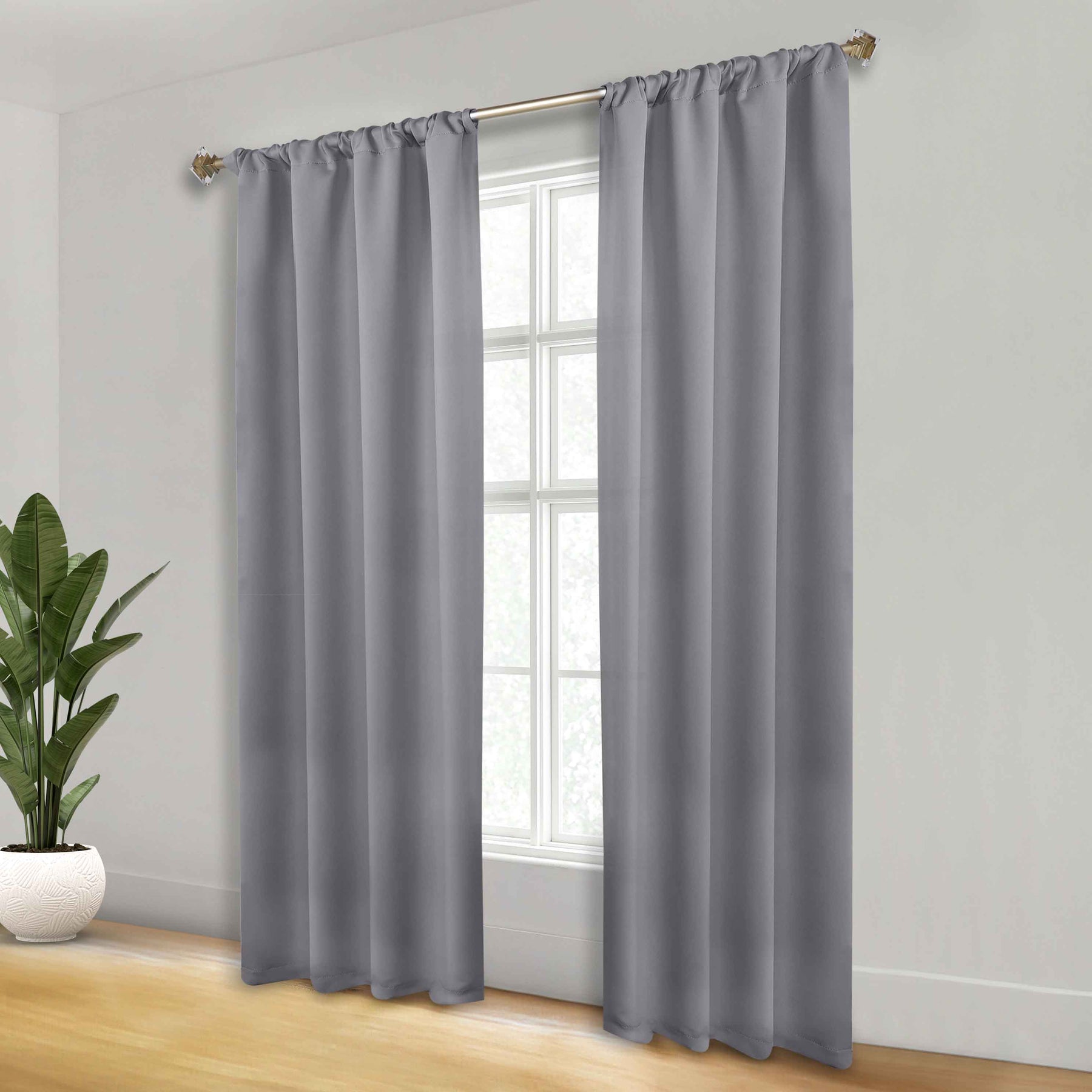 Solid Room Darkening Rod Pocket Blackout Curtain Panels, Set of 2