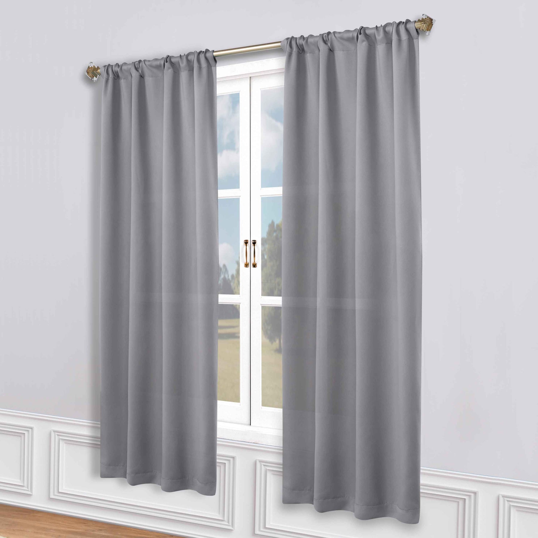 Solid Room Darkening Rod Pocket Blackout Curtain Panels, Set of 2