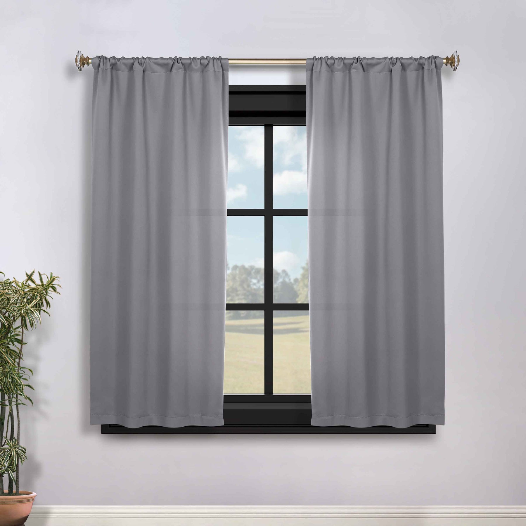 Solid Room Darkening Rod Pocket Blackout Curtain Panels, Set of 2